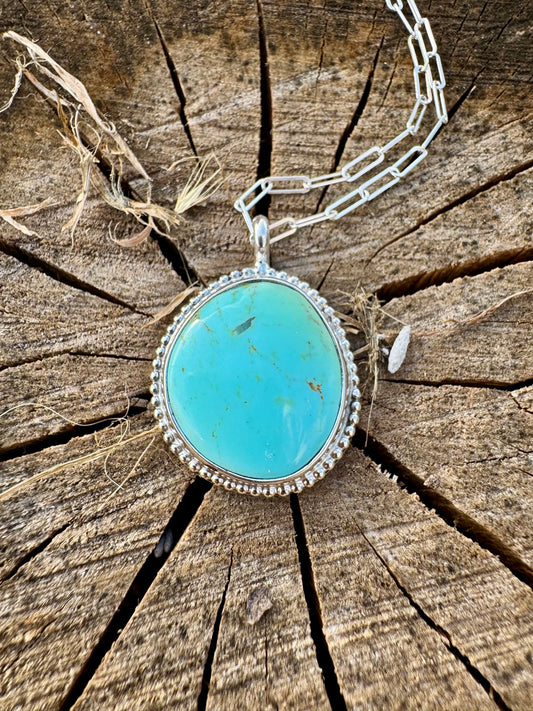 Freeform Beaded Tyrone Turquoise Necklace