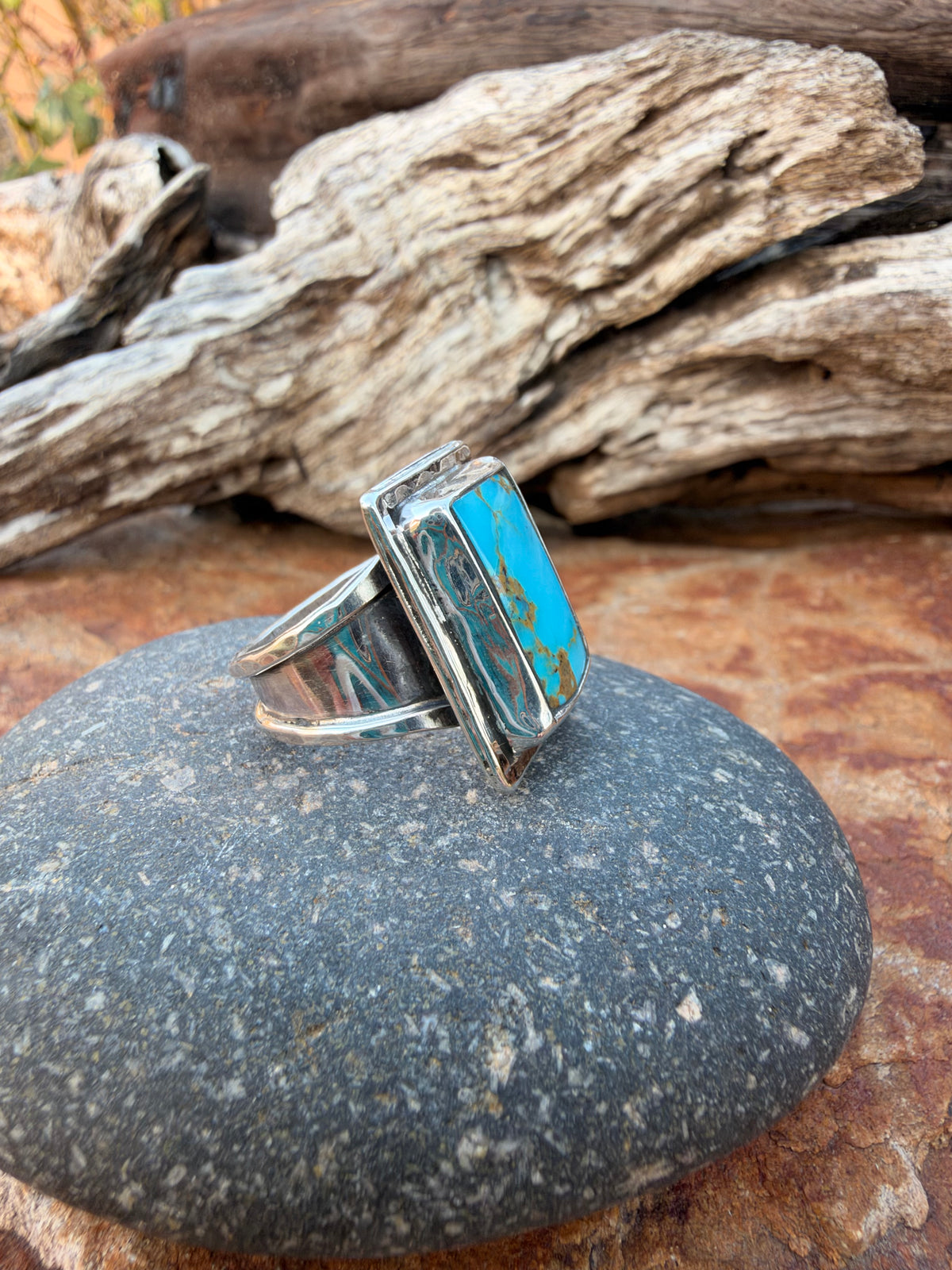 Kingman turquoise Rectangle ring size 8