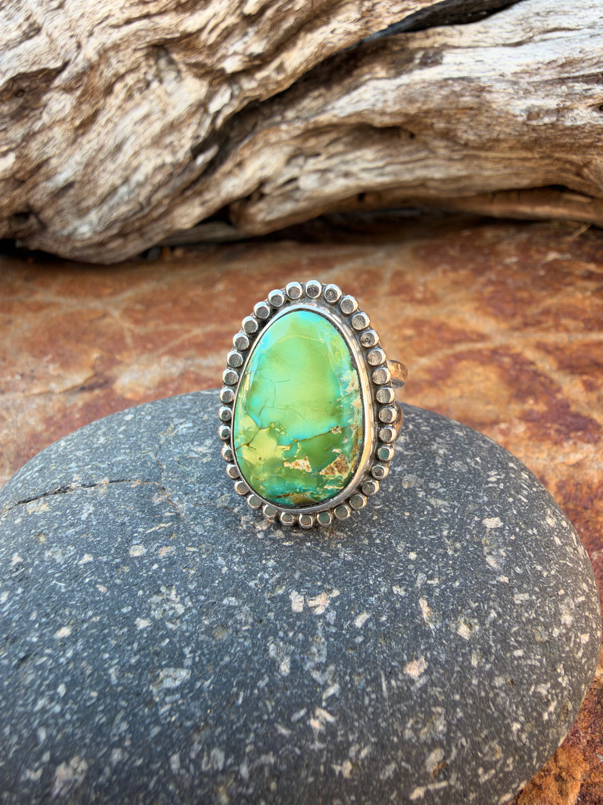 Green Sonoran Gold Statement Ring size 9