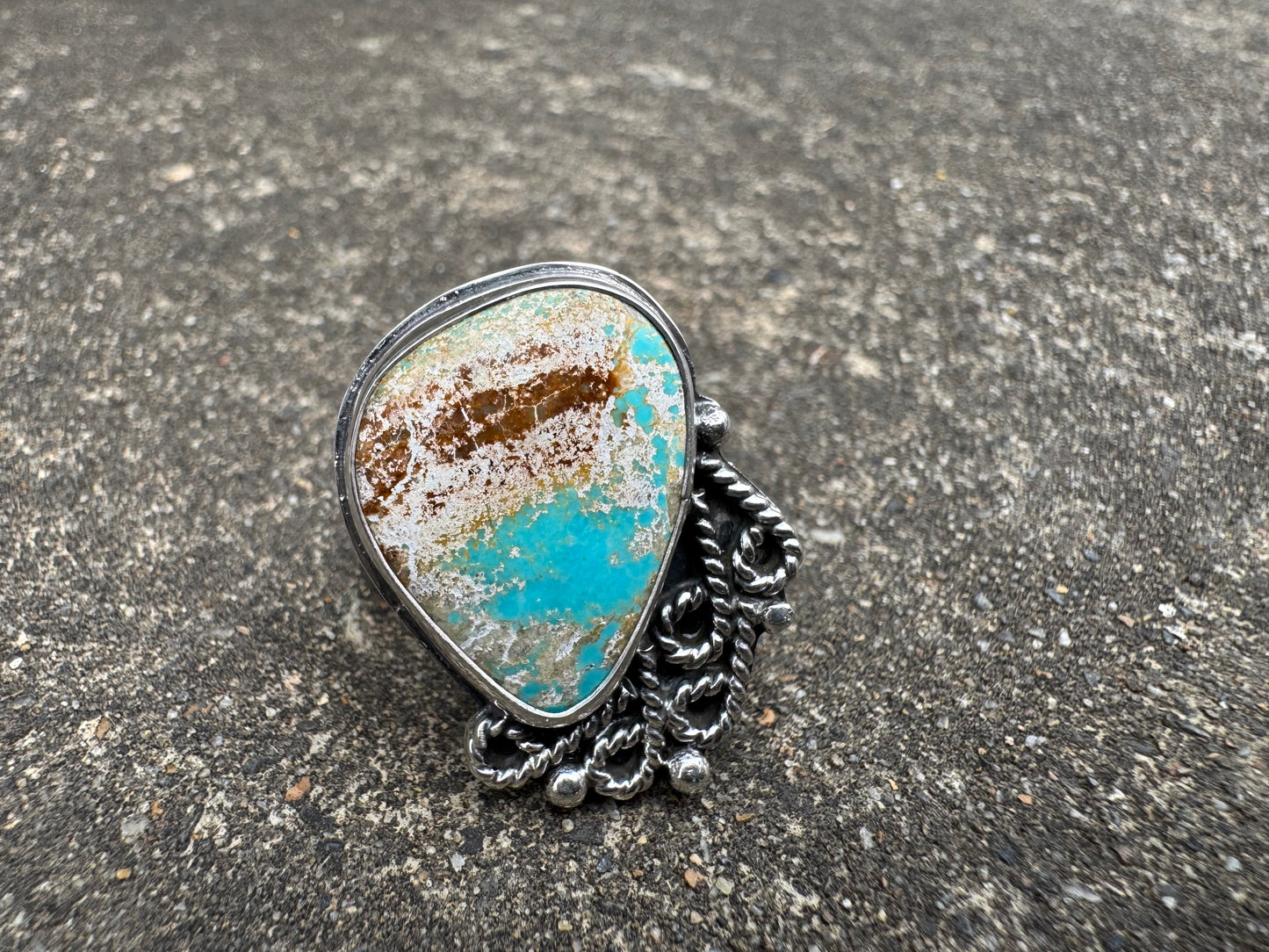 Turquoise Scroll Ring size 8