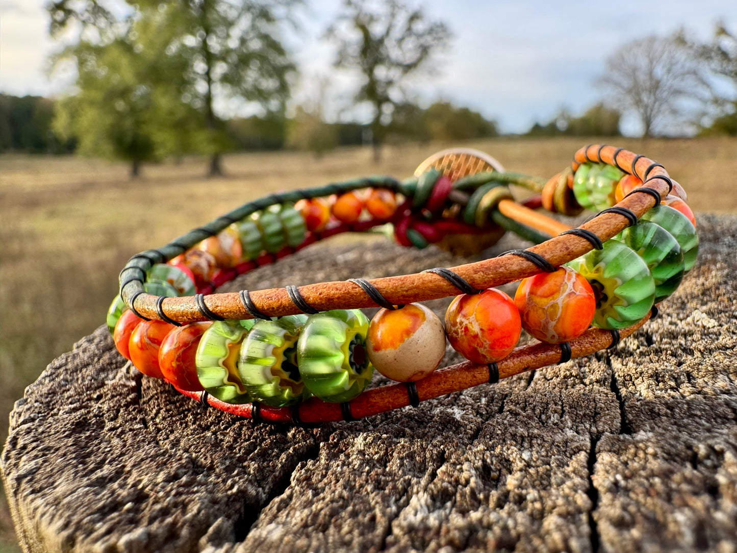 Colorful leather wrap bracelets