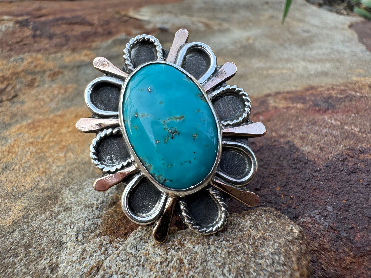 Turquoise sunburst ring size 7