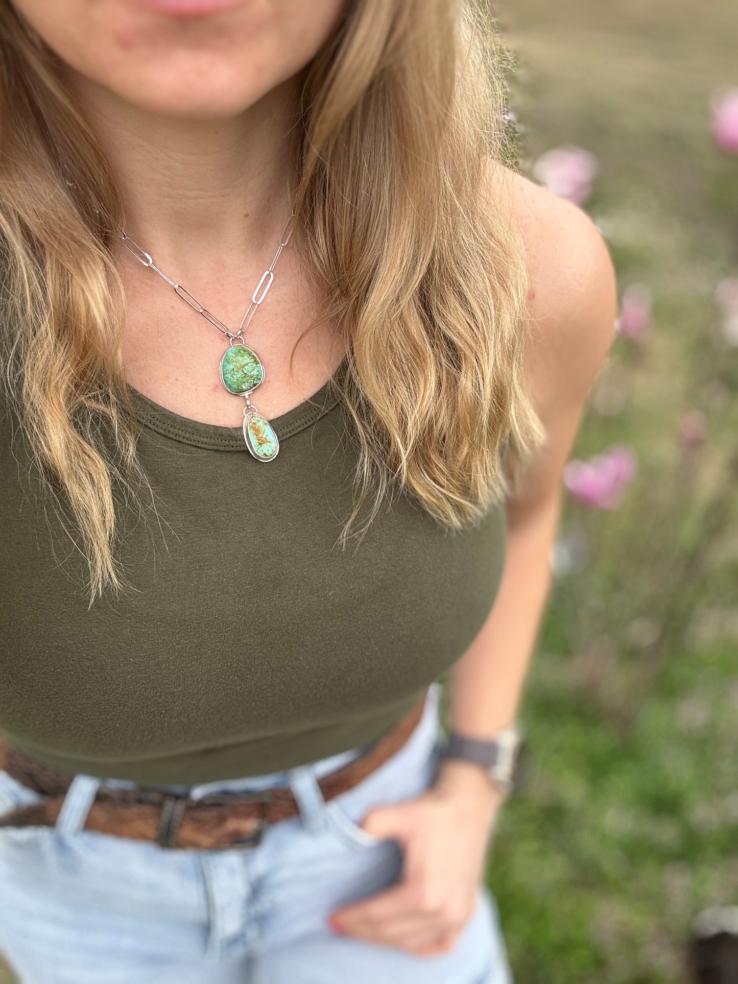 Turquoise Paperclip Chain Necklace
