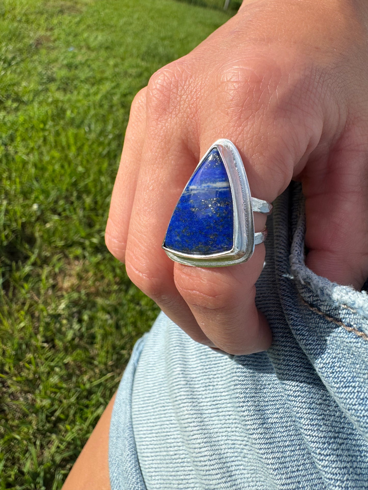 Lapis Triangle ring size 6
