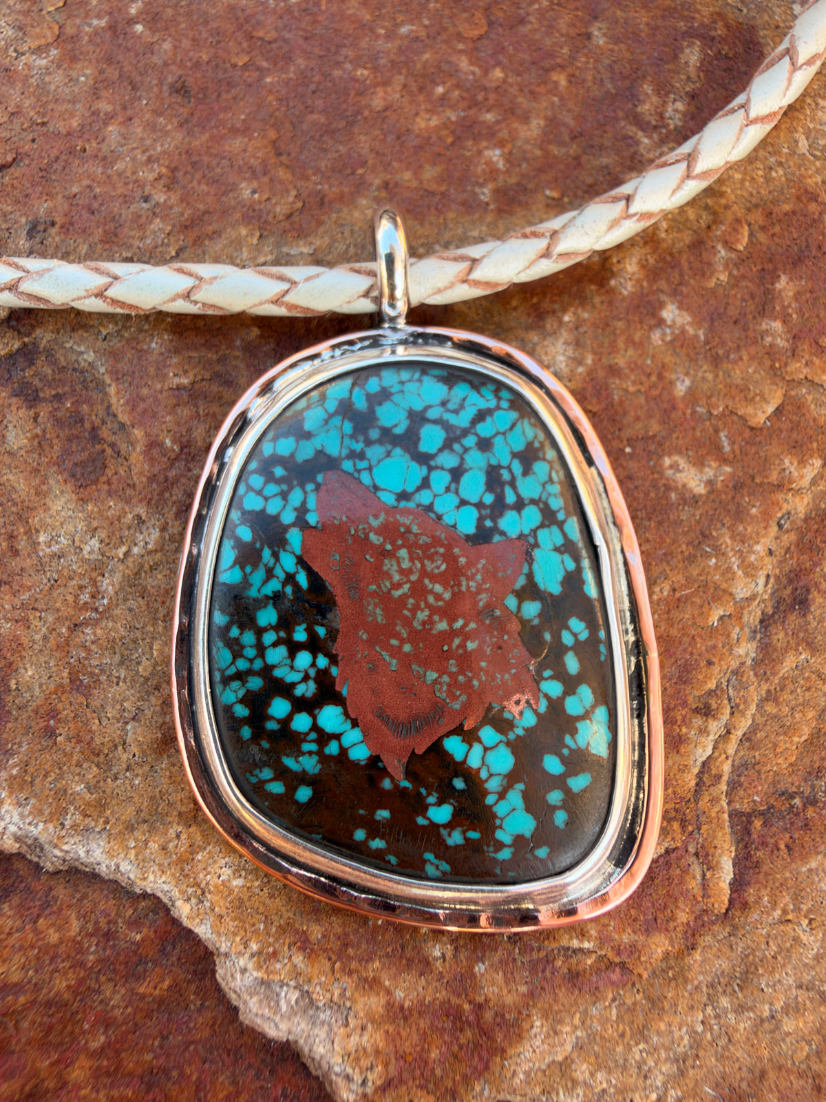 Howling Wolf Turquoise and Copper Necklace