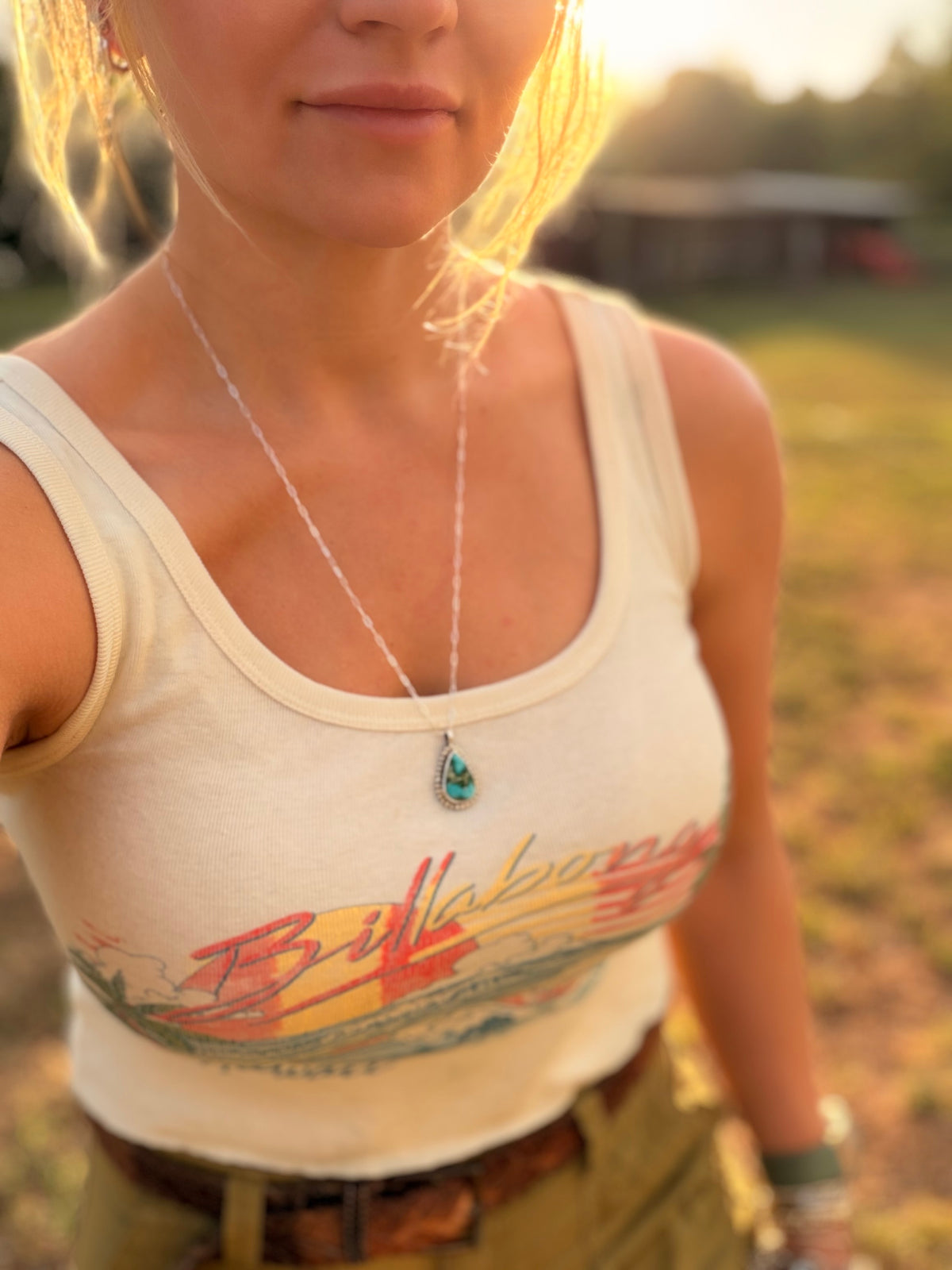 Teardrop Sonoran Gold turquoise Necklace