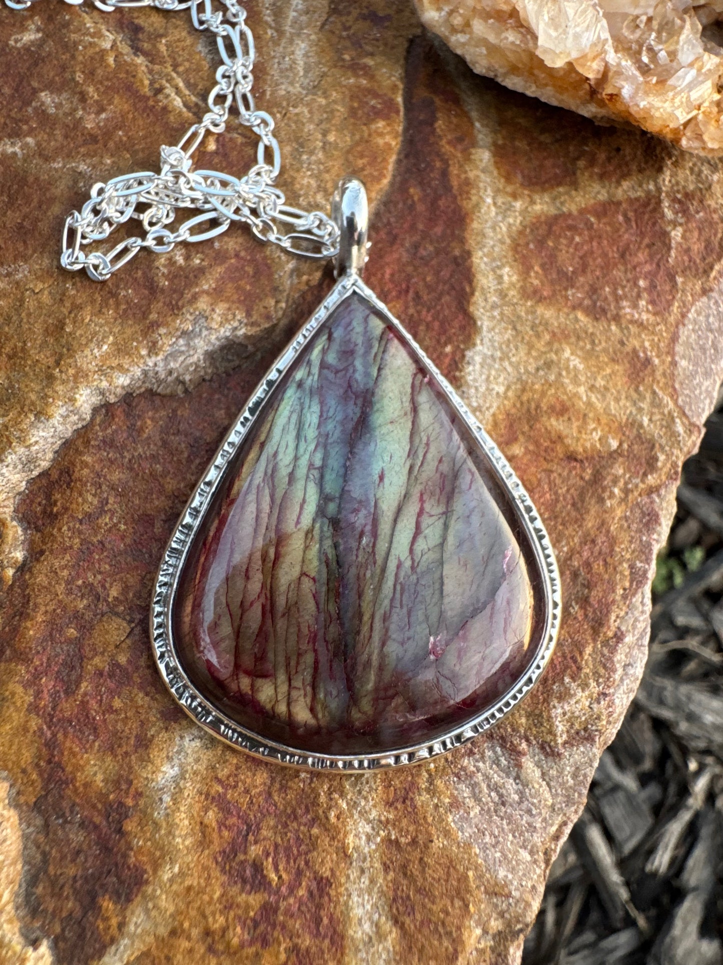 Large Teardrop Labradorite Necklace