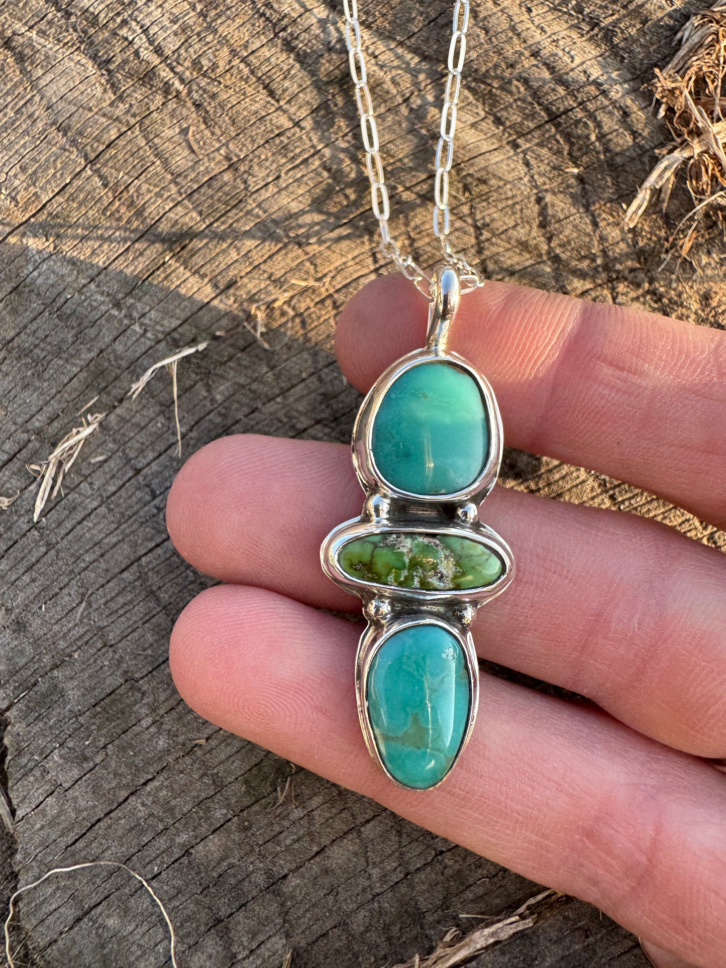 Three stone turquoise pendant