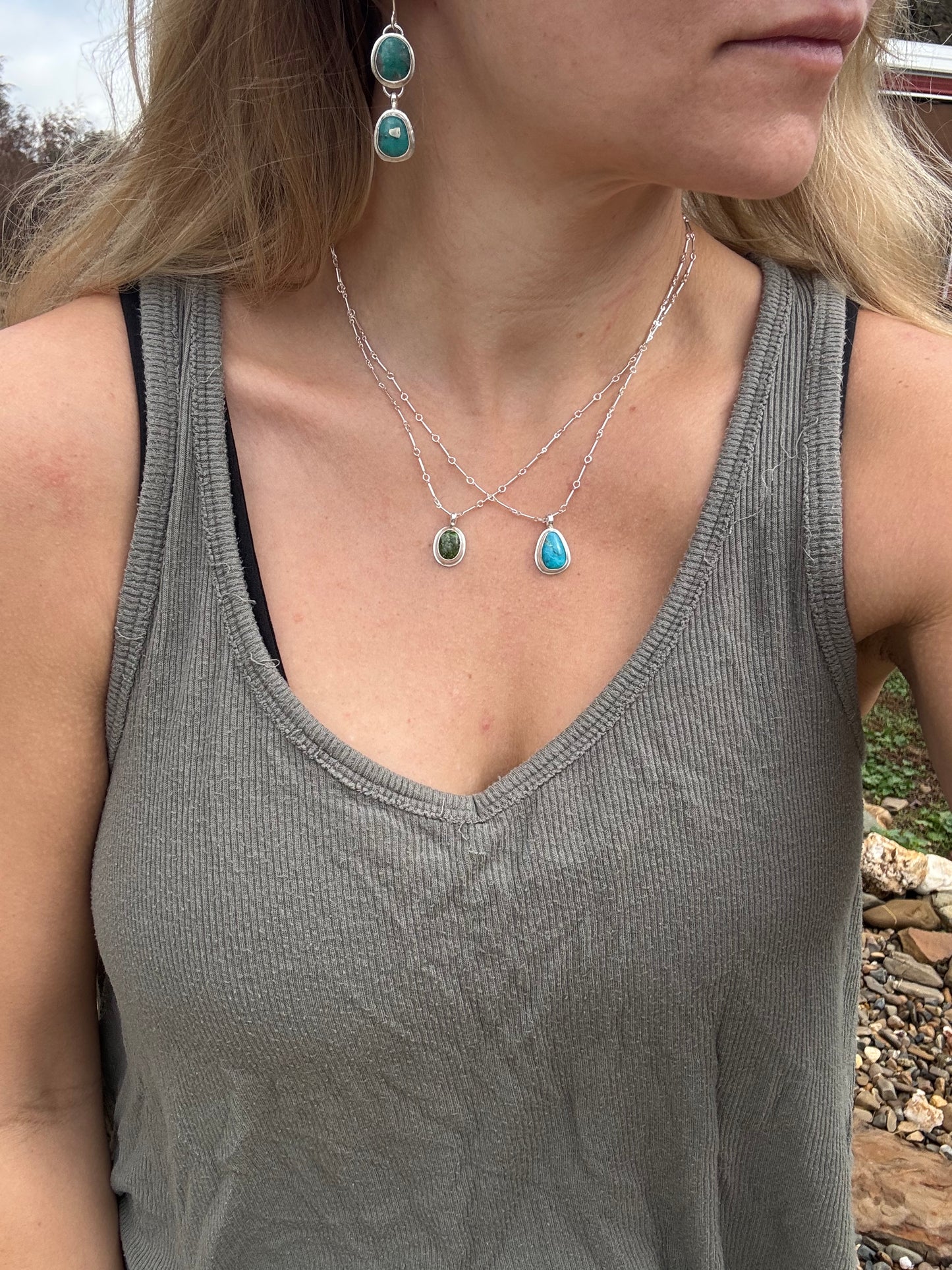 Bright blue Campitos Turquoise dainty pendant