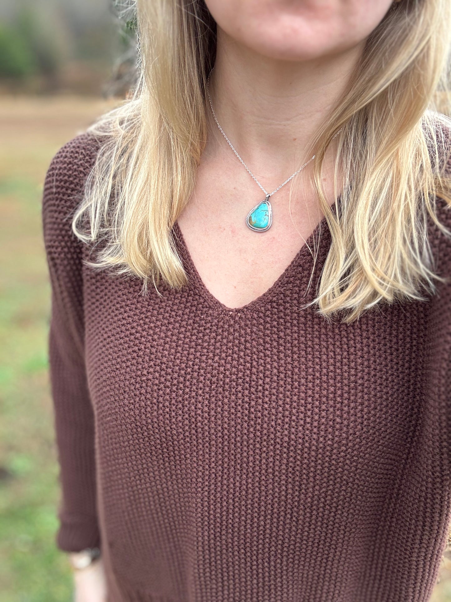 Tyrone turquoise tear drop pendant