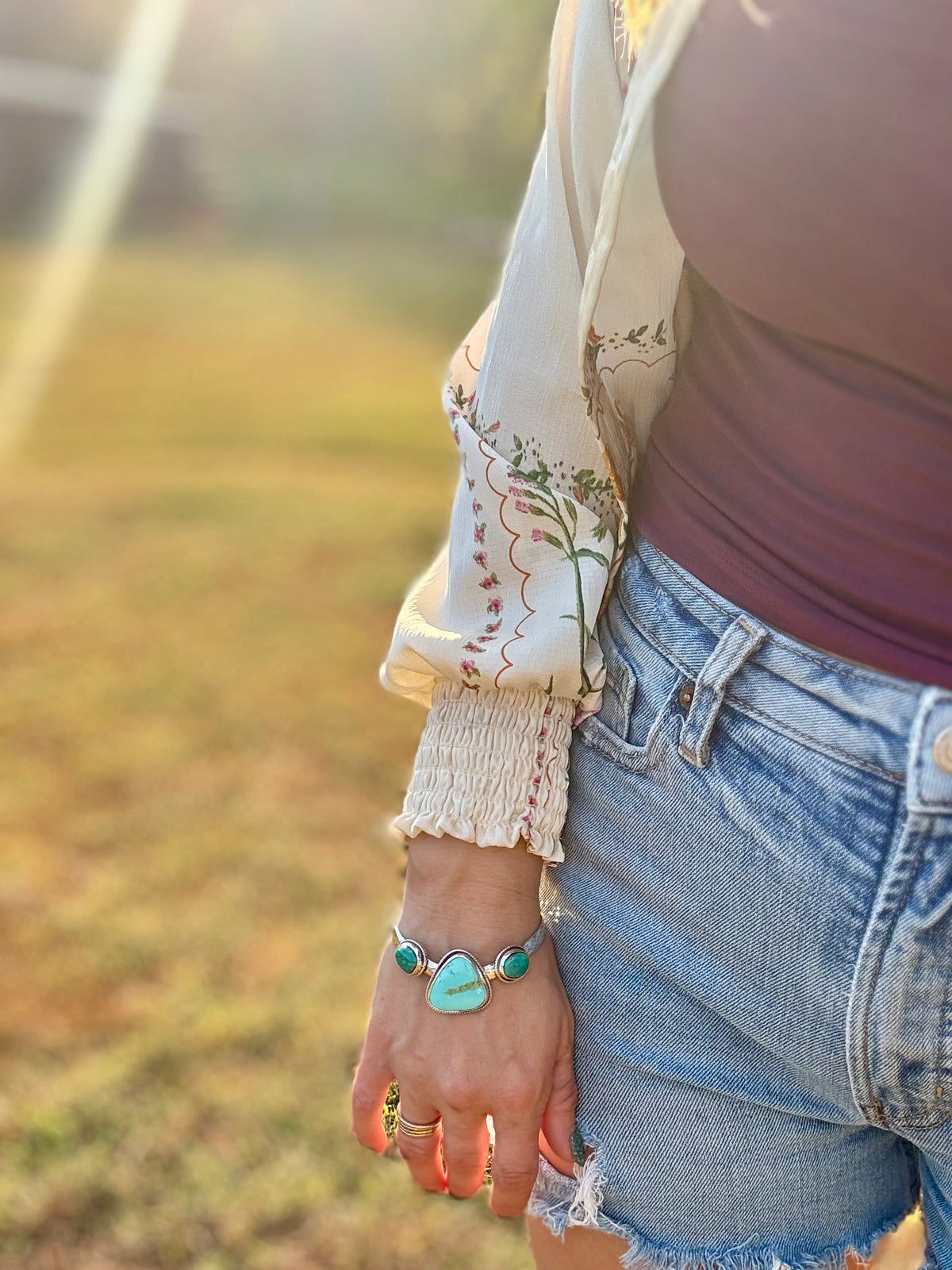 Turquoise Trio Sterling silver Cuff