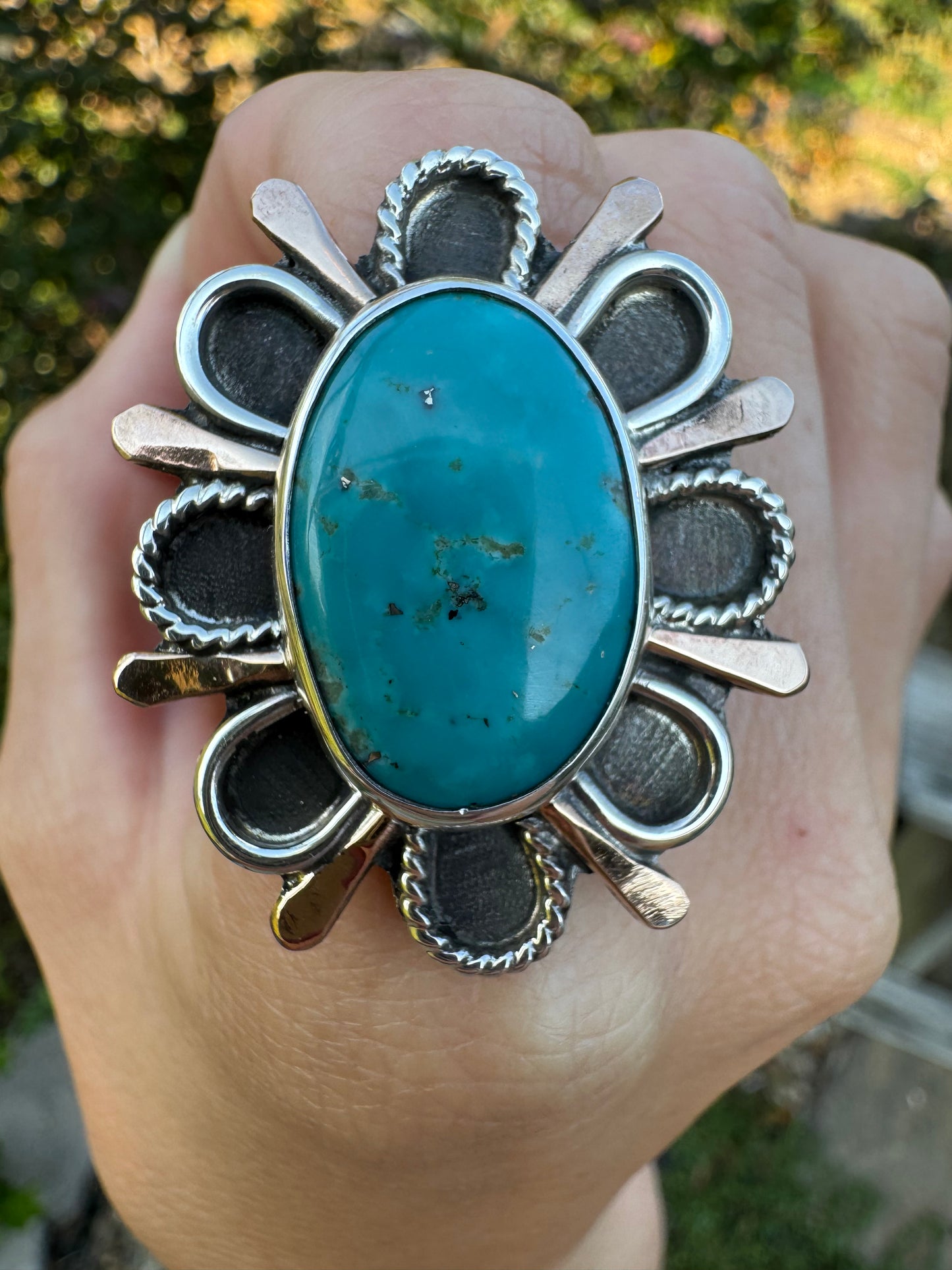 Turquoise sunburst ring size 7