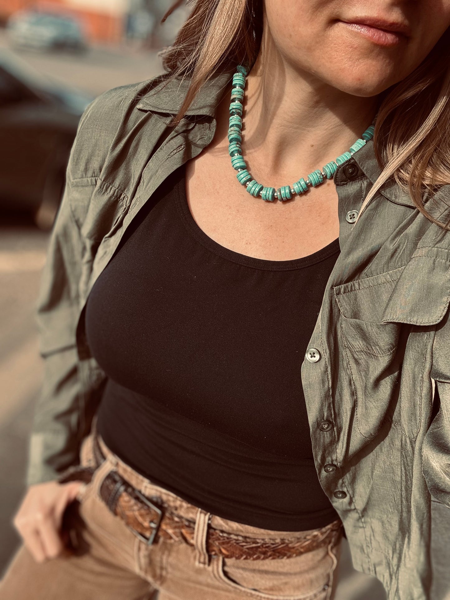 Sterling silver and Turquoise Magnesite beaded Necklace