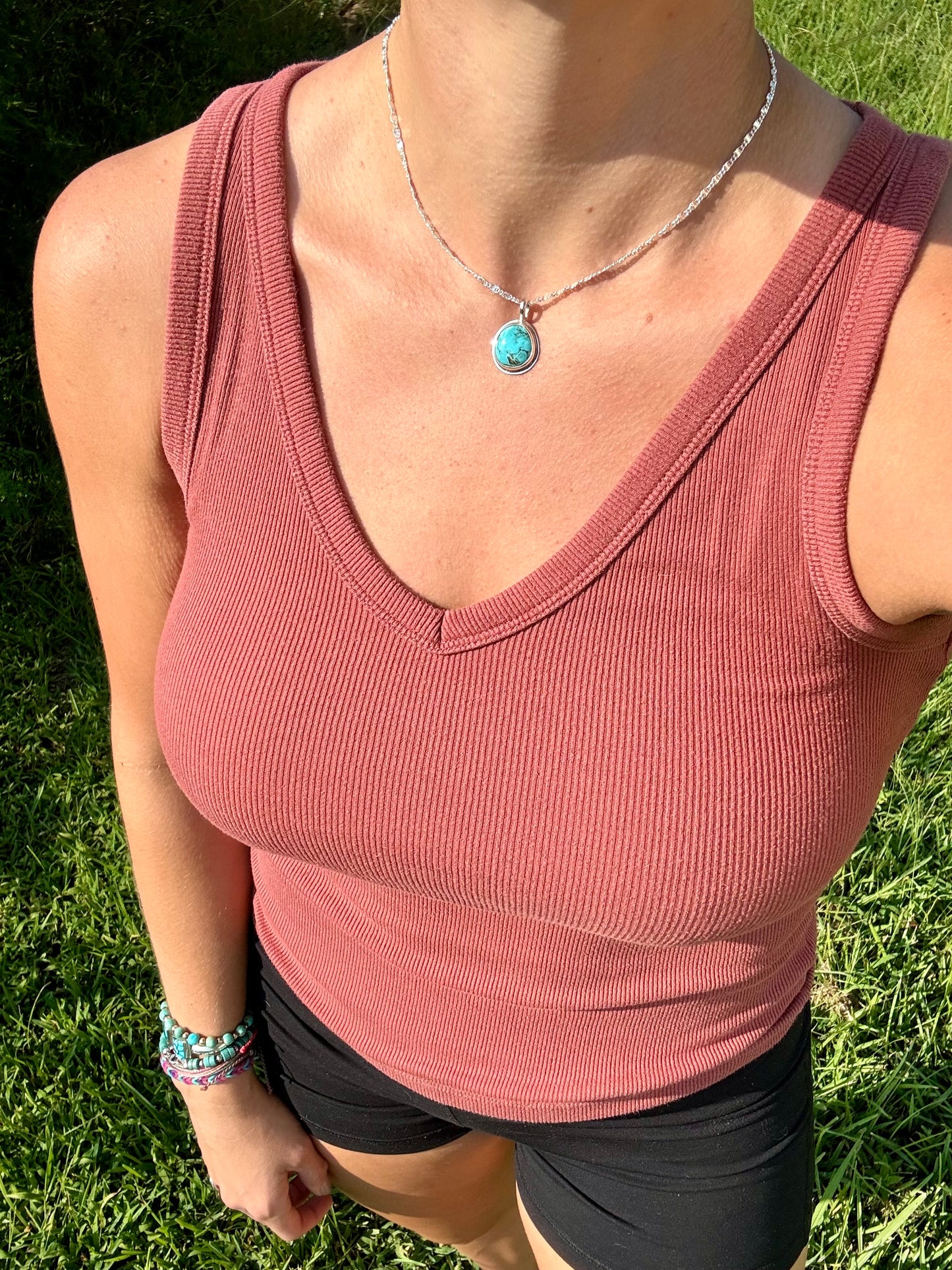 Dainty turquoise pendant