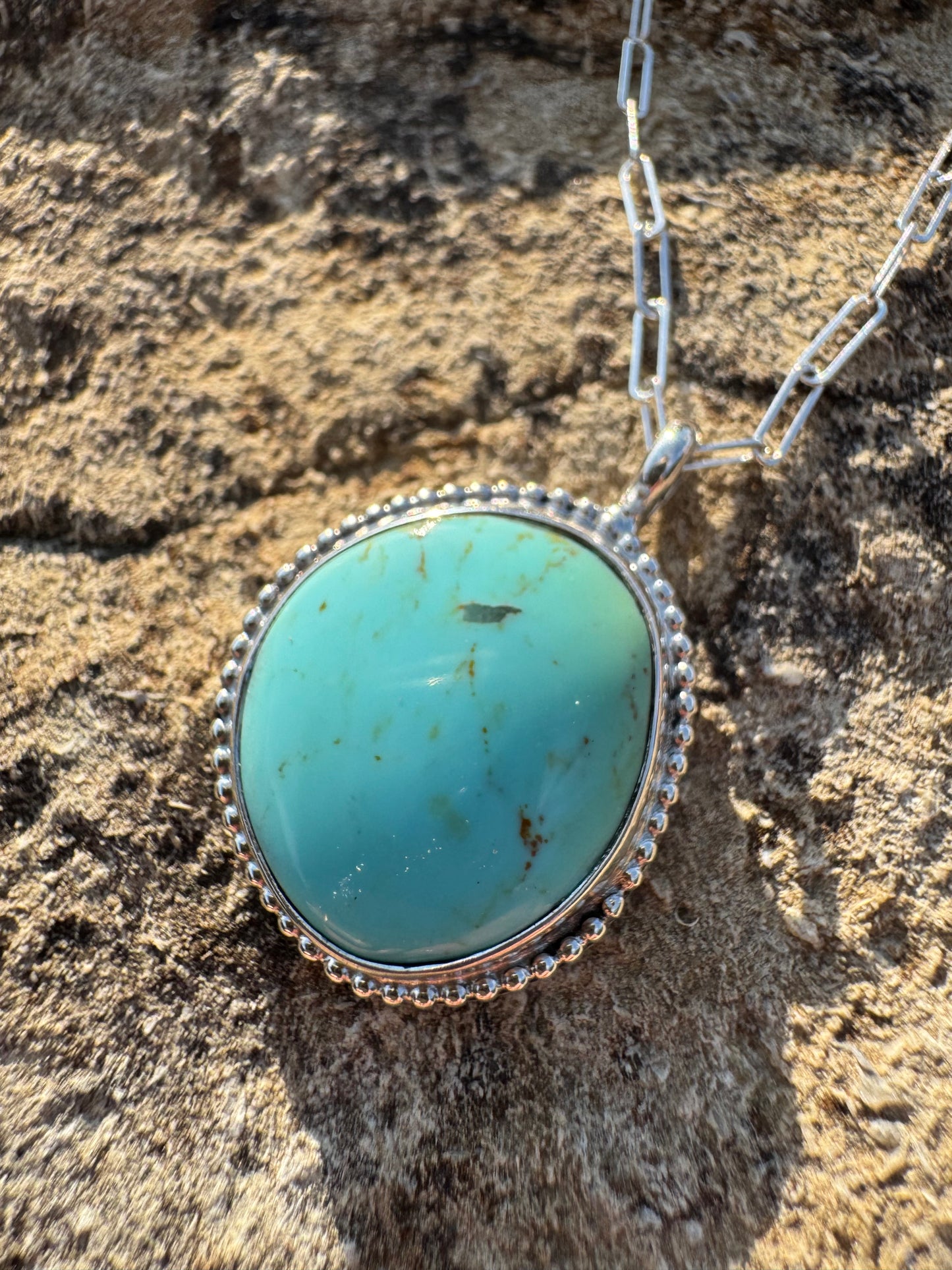 Freeform Beaded Tyrone Turquoise Necklace