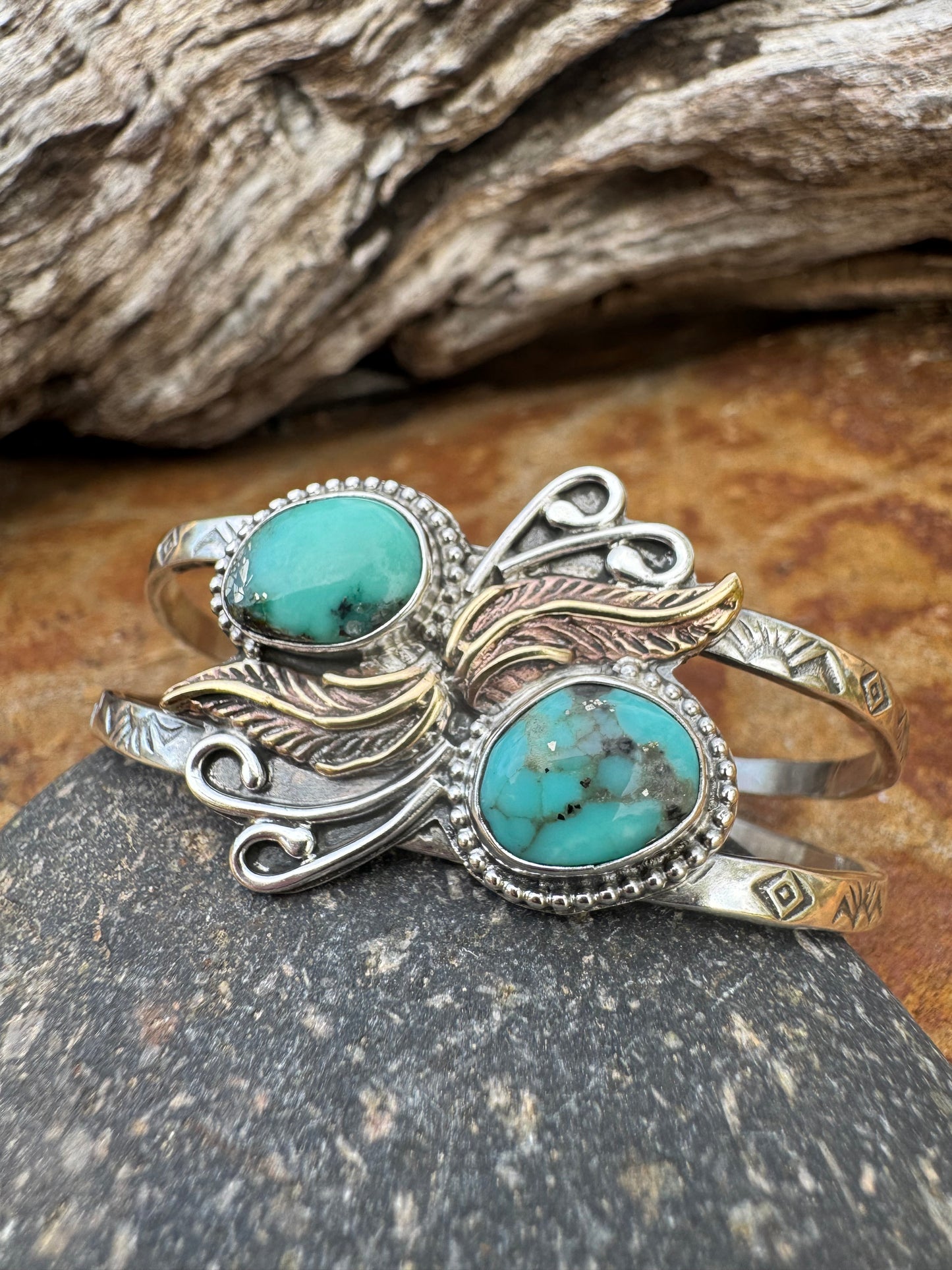Campitos Turquoise Feather Cuff