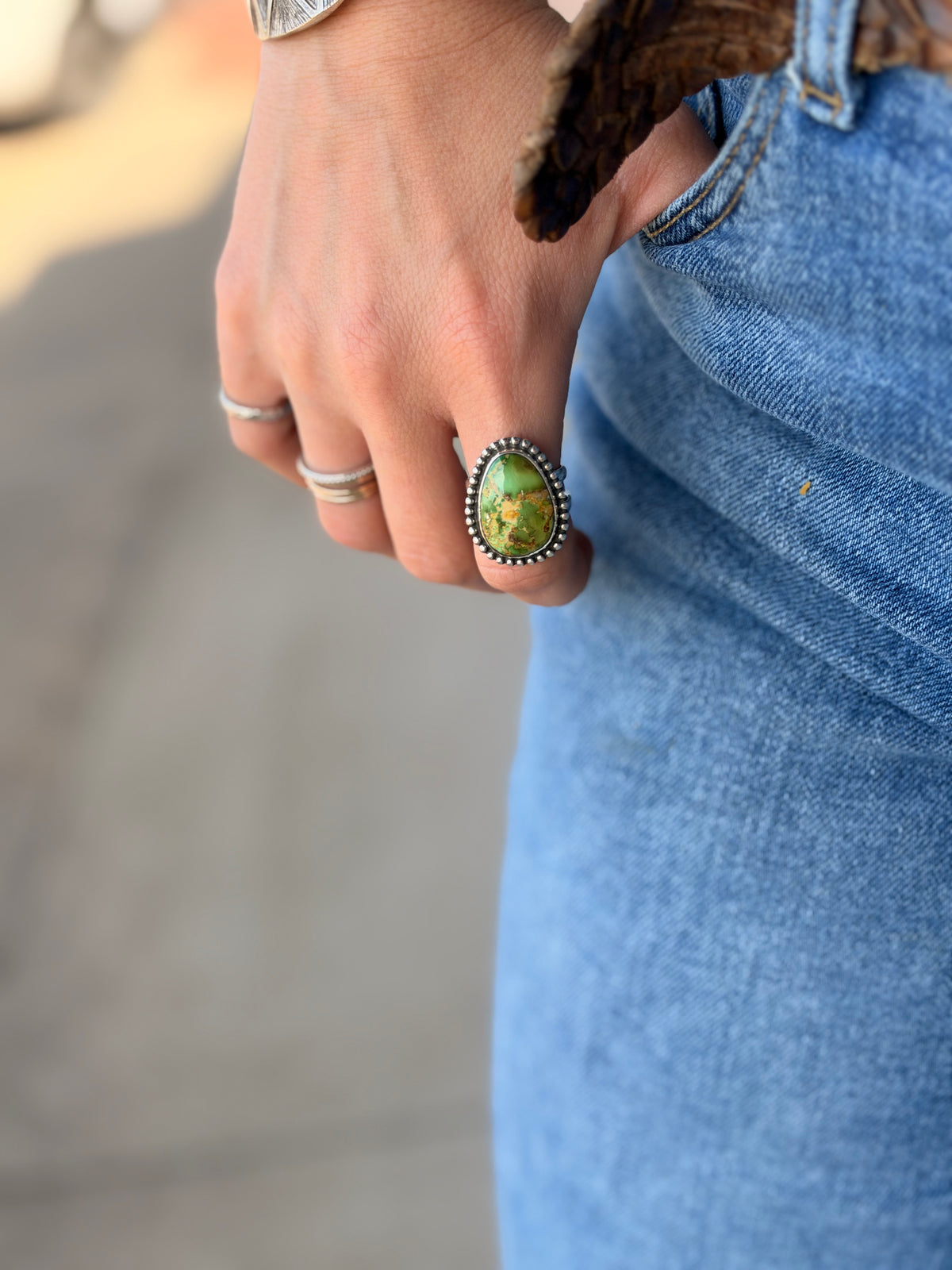 Sonoran Gold turquoise Bead Ring size 7