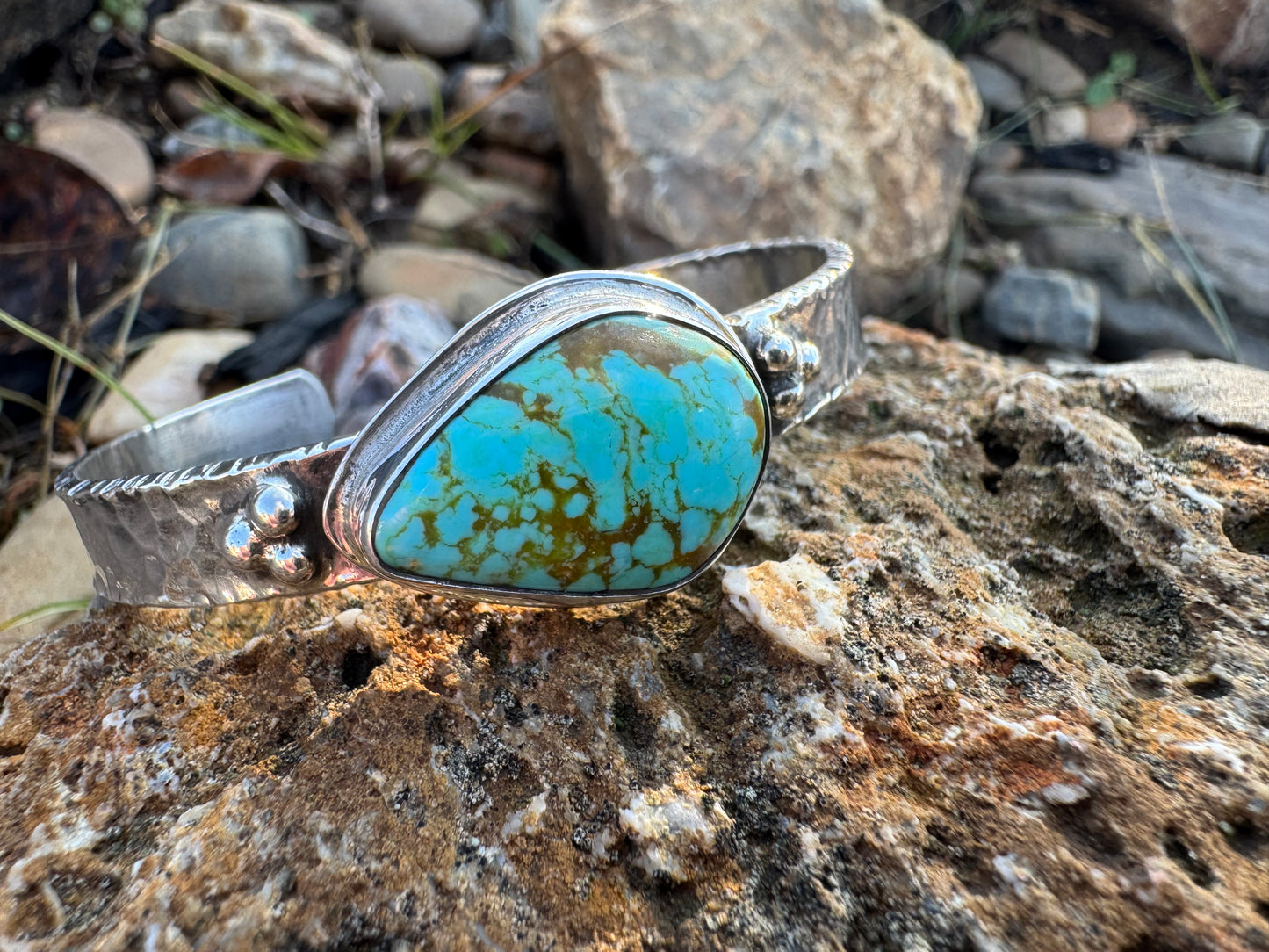 Tyrone turquoise hammered cuff