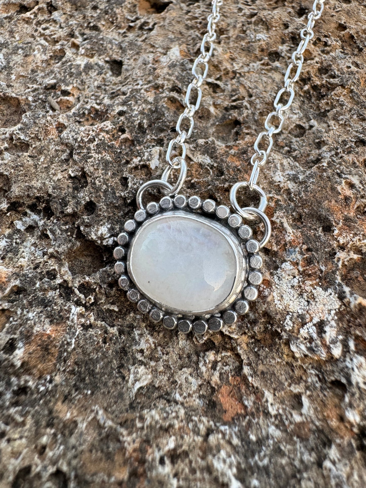Rainbow Moonstone Station necklace