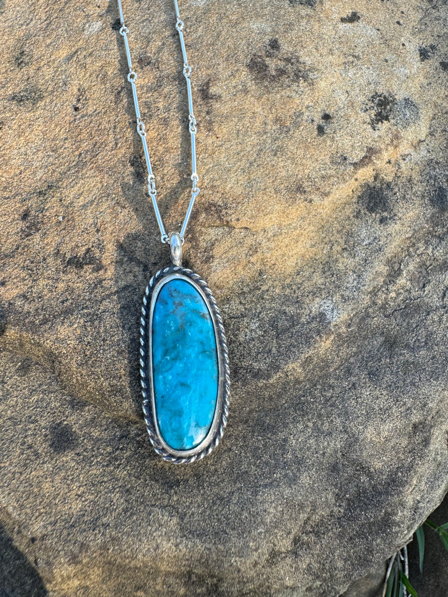 Deep blue Kingman turquoise pendant