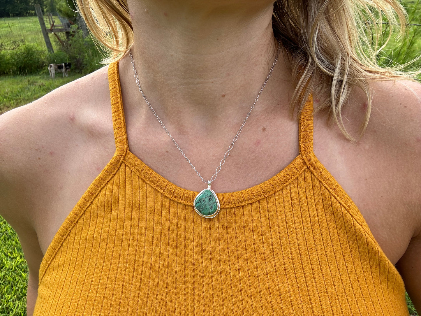 Green Kingman turquoise nugget pendant