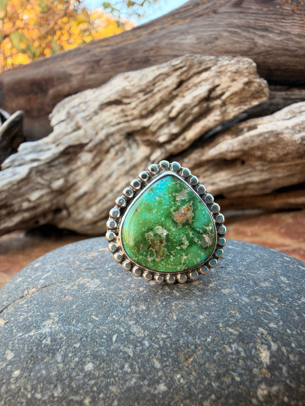 Sonoran Gold Turquoise Teardrop Ring size 7