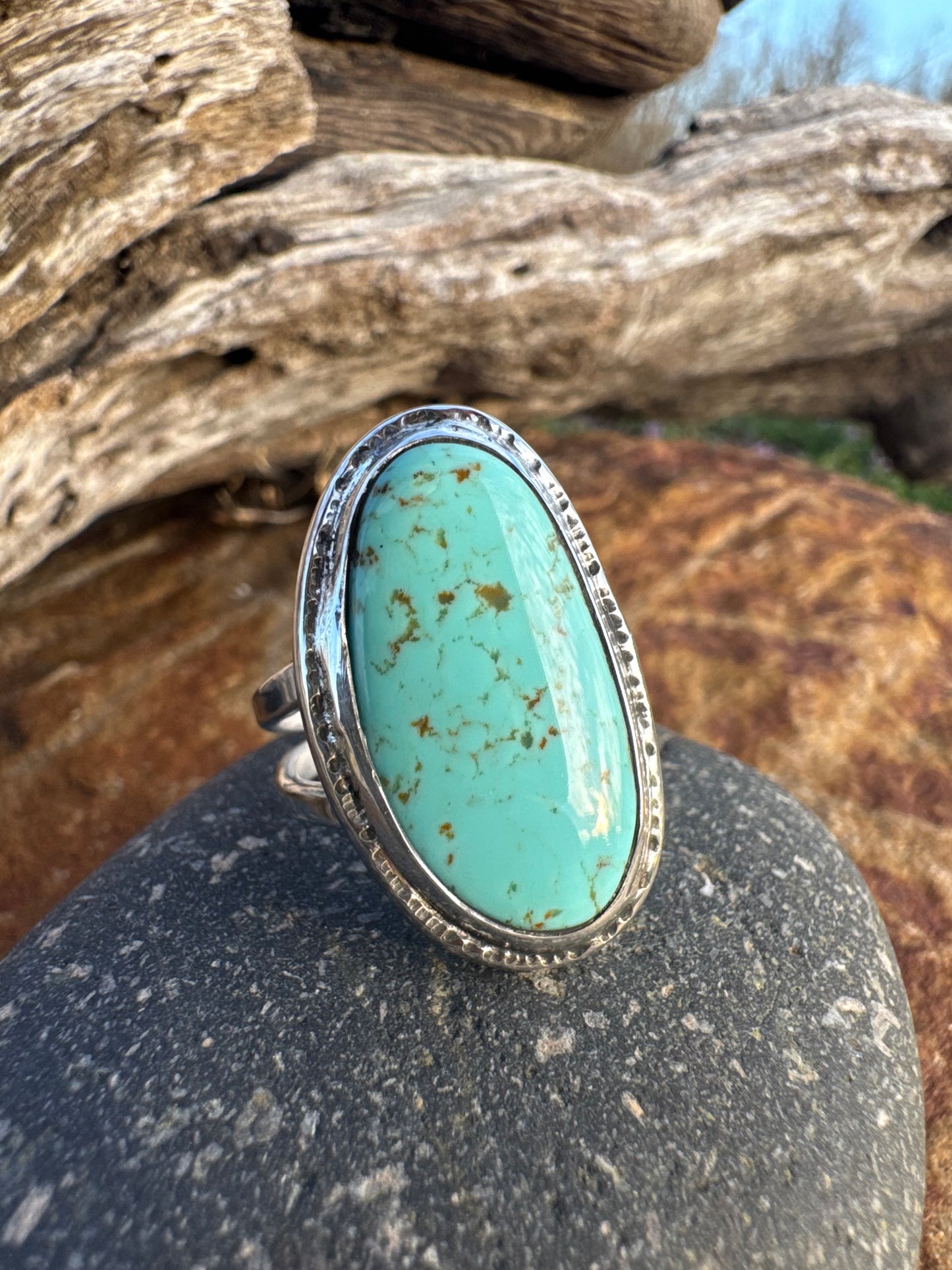 Long Tyrone Turquoise ring size 9