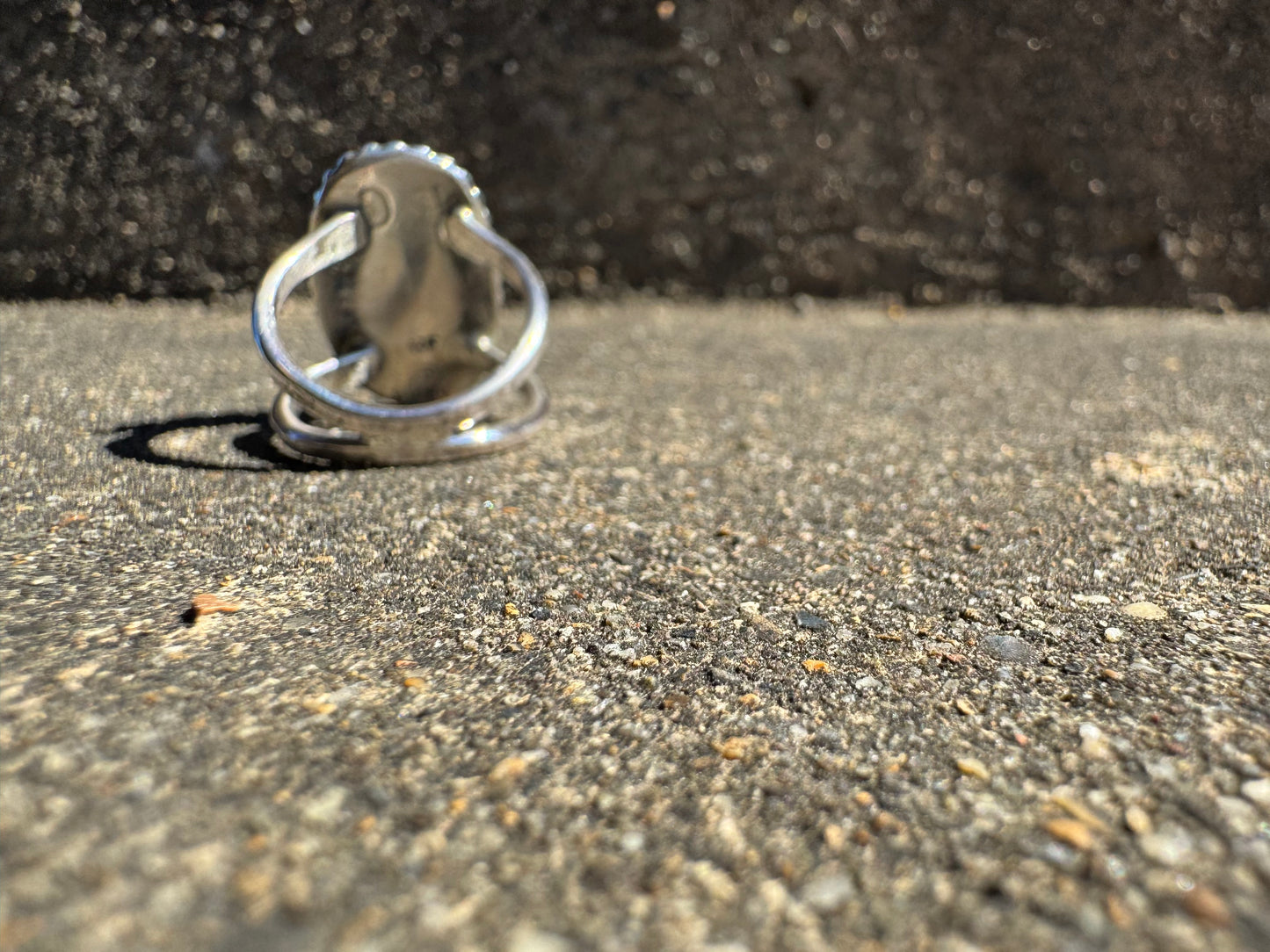Cream and Turquoise beaded wire ring size 7.5
