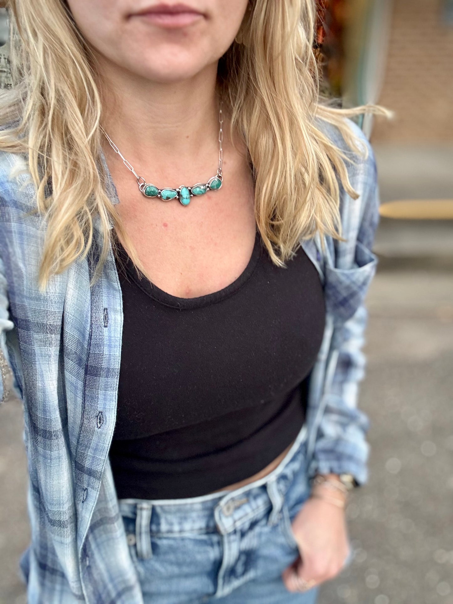 Five stone Campitos Turquoise Necklace