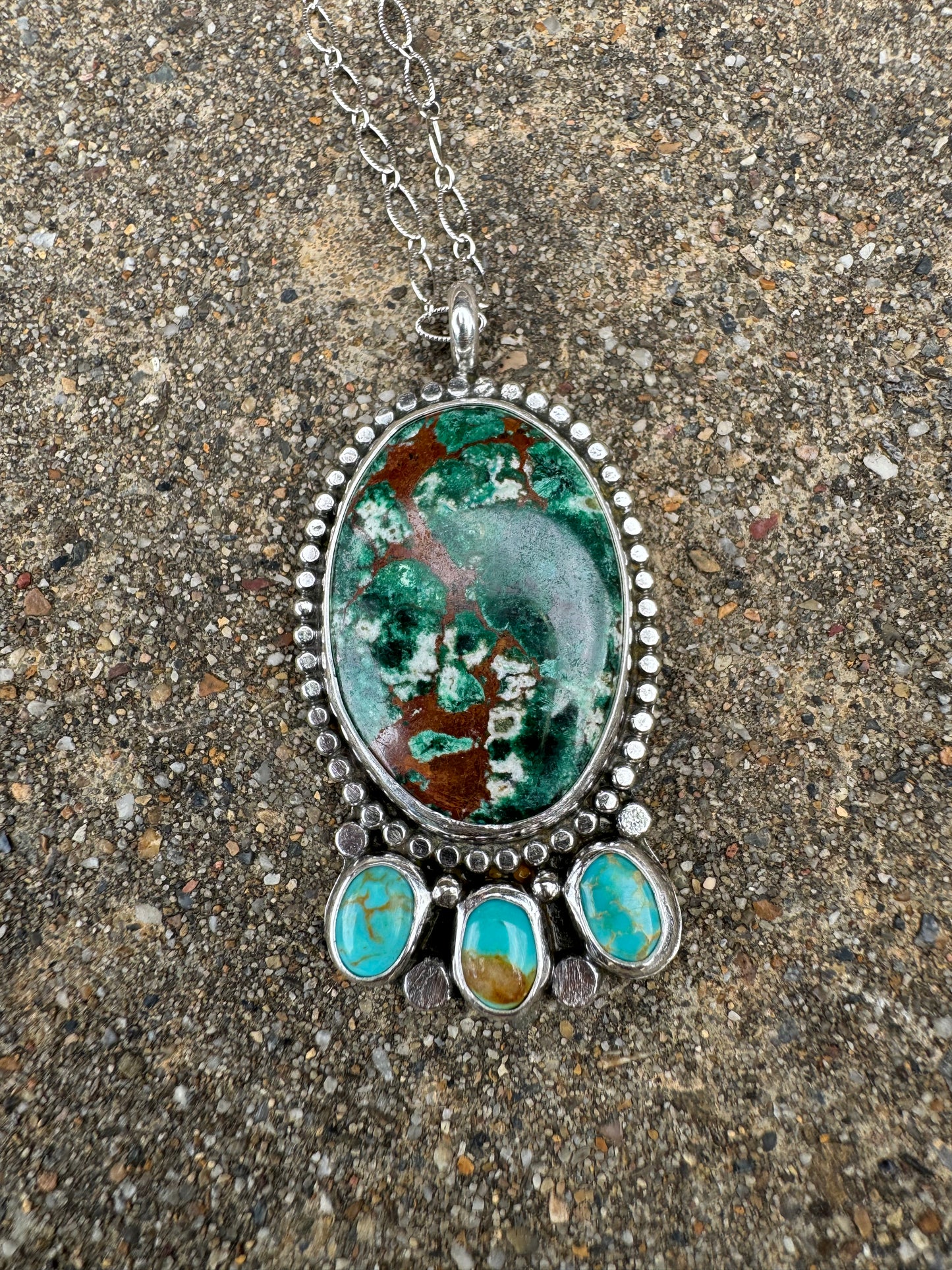 Chrysocolla and turquoise blossom necklace