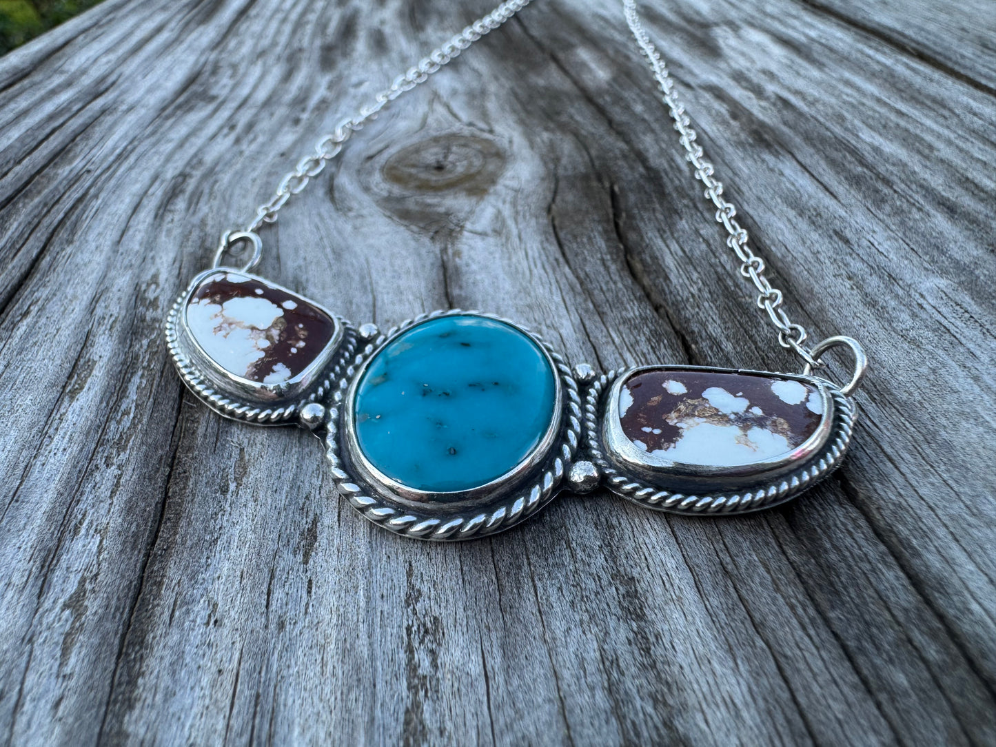 Turquoise and Wild Horse bar Necklace