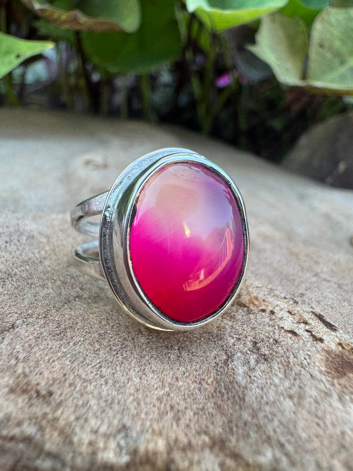 Pink Agate Glow Ring size 9