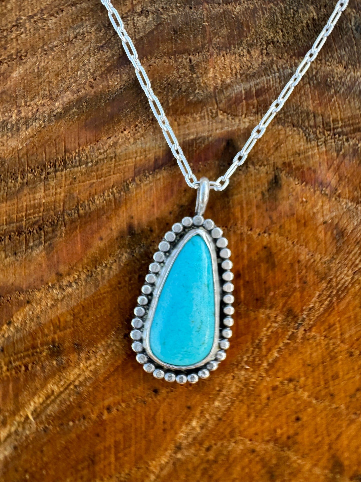 Kingman turquoise beaded detail pendant