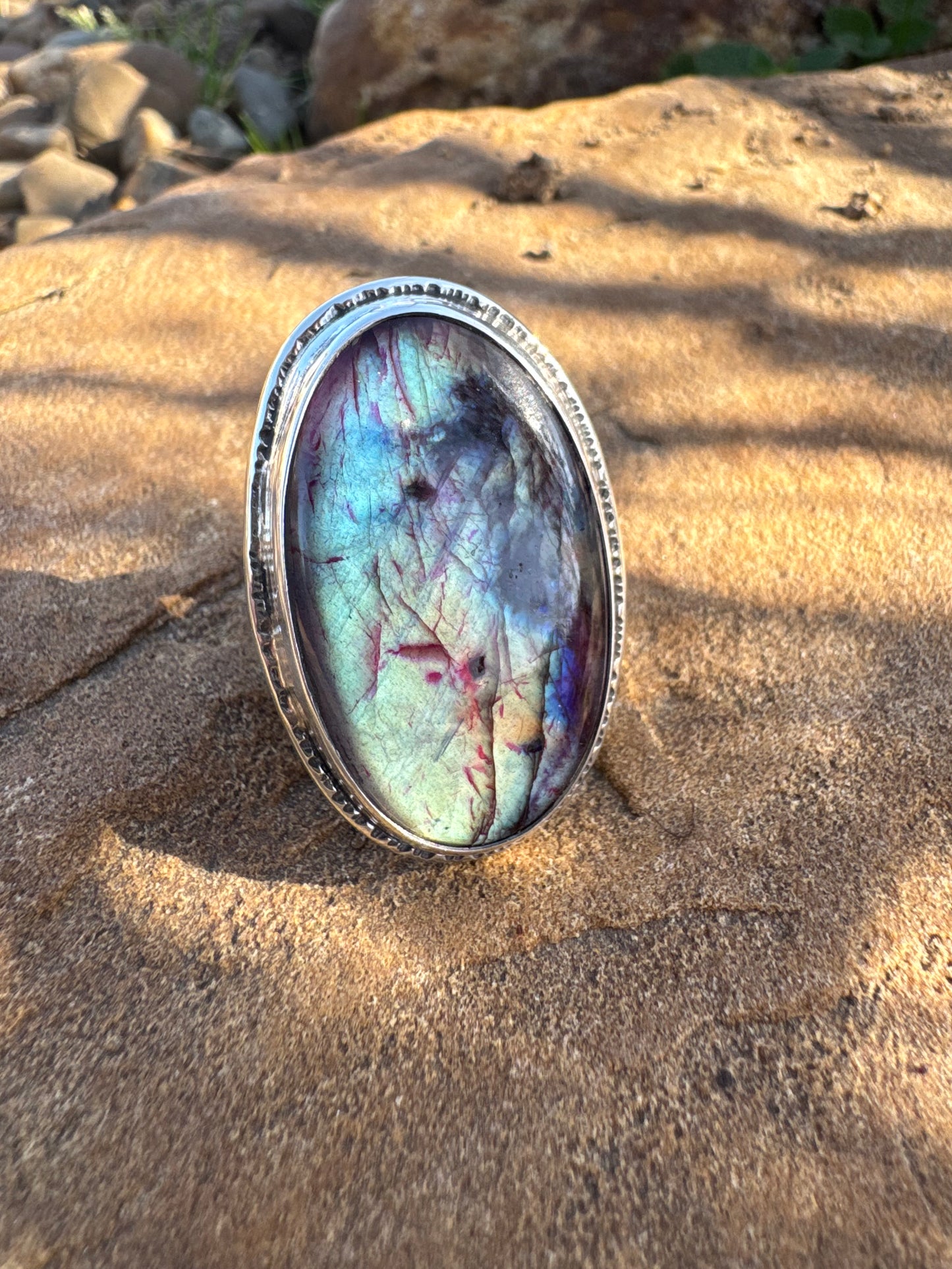 Labradorite Statement ring size 8.5