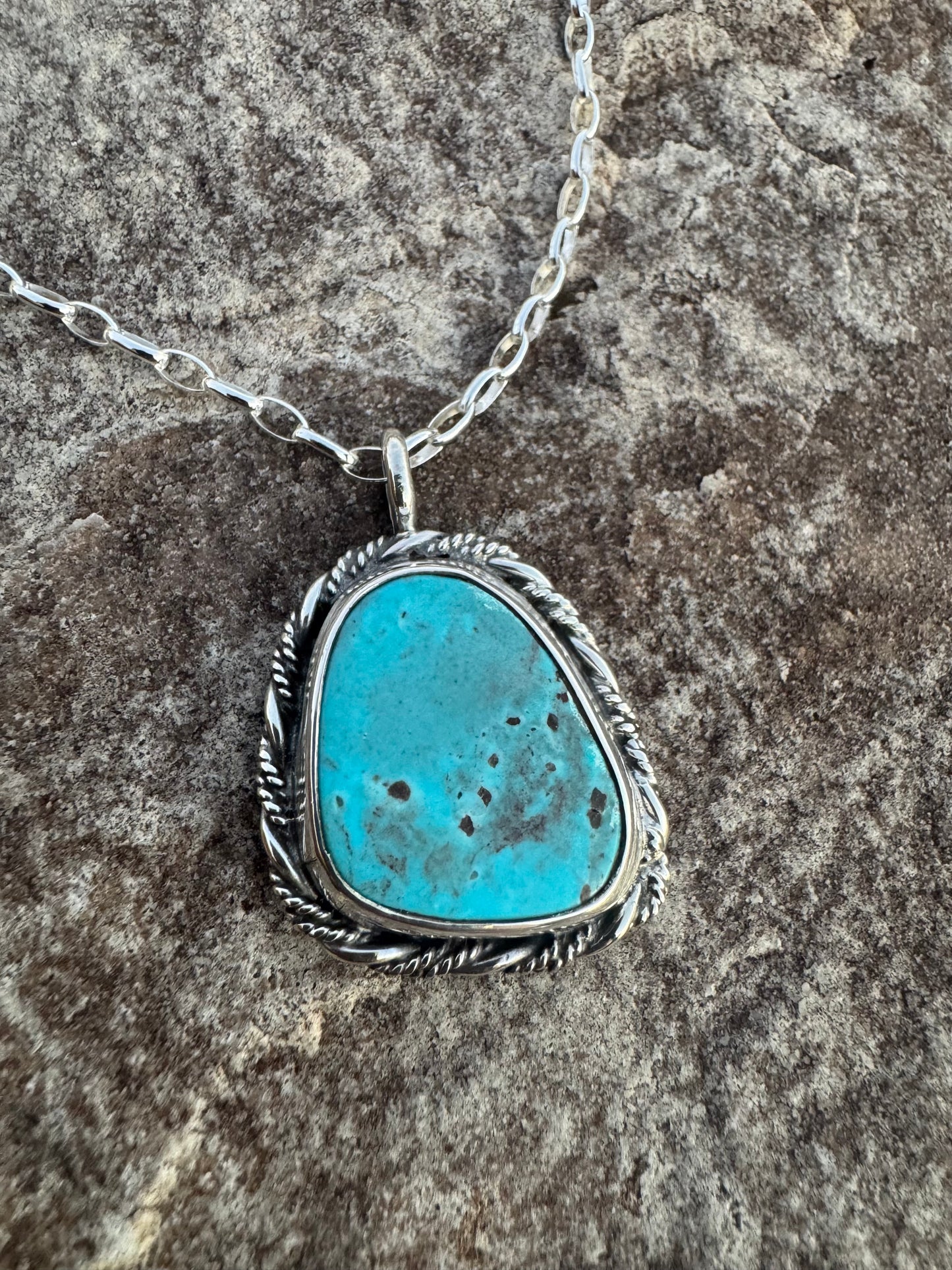 Kingman turquoise Rolo Chain necklace