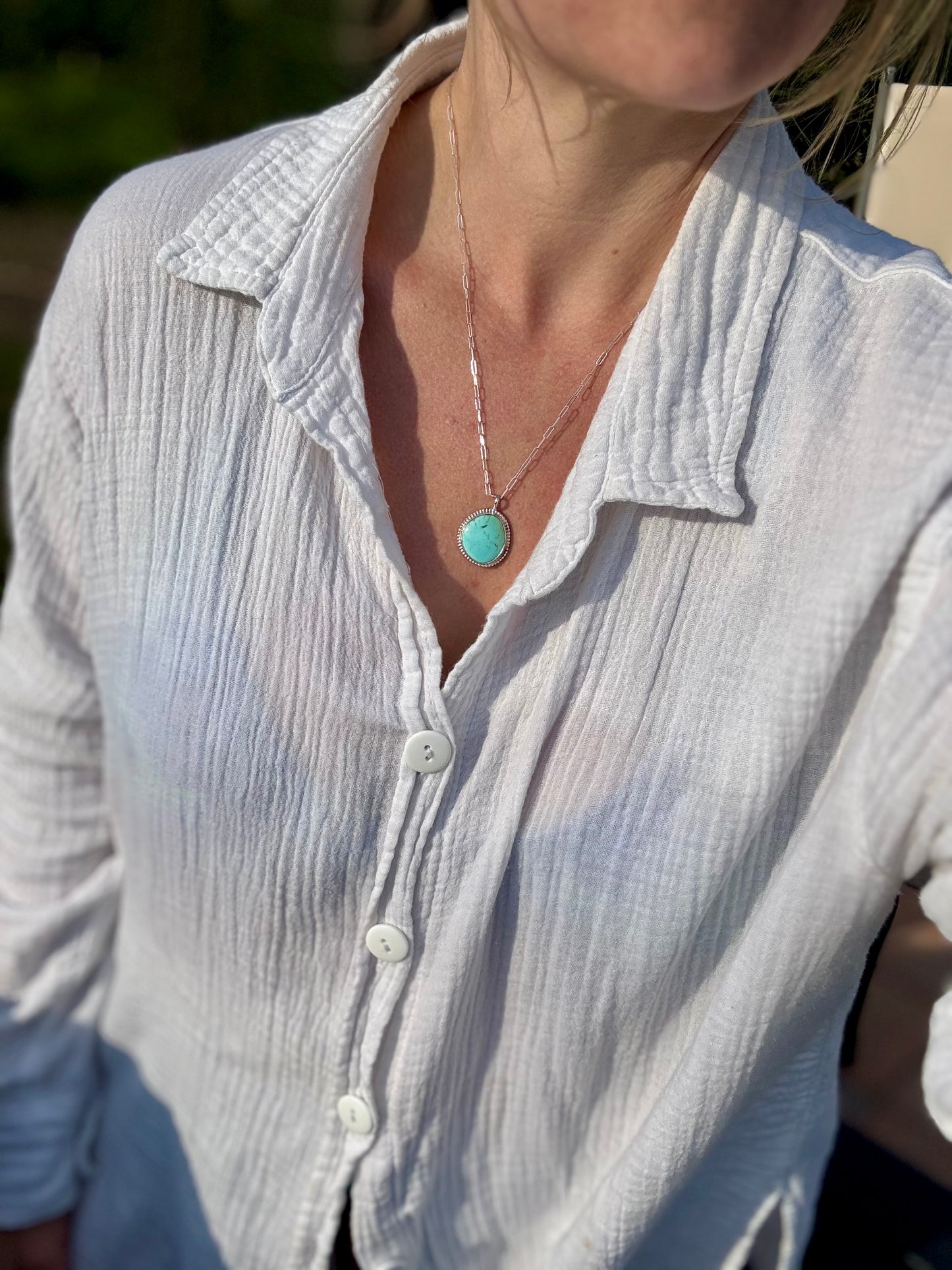 Freeform Beaded Tyrone Turquoise Necklace