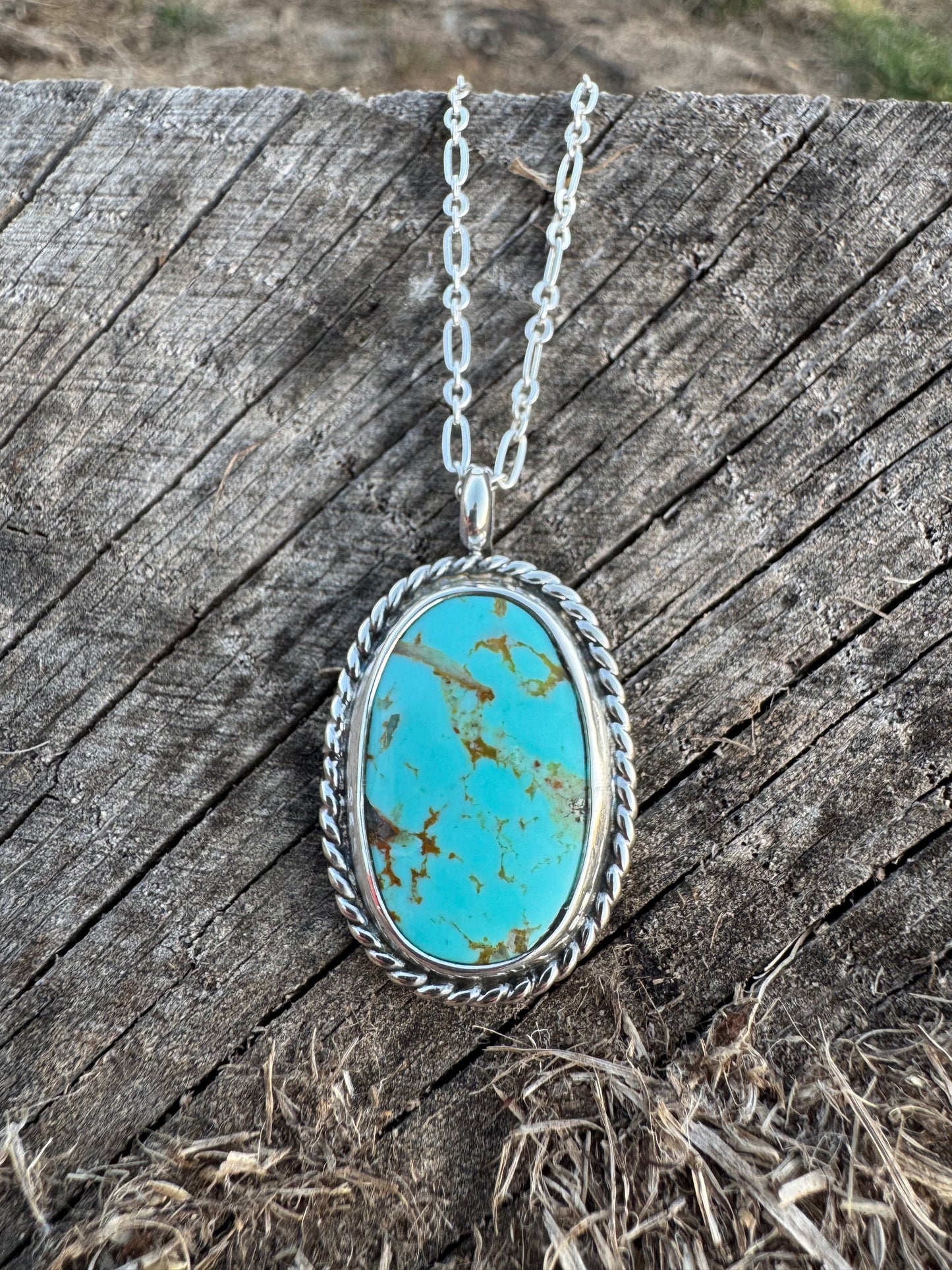 Tyrone turquoise twisted rope pendant