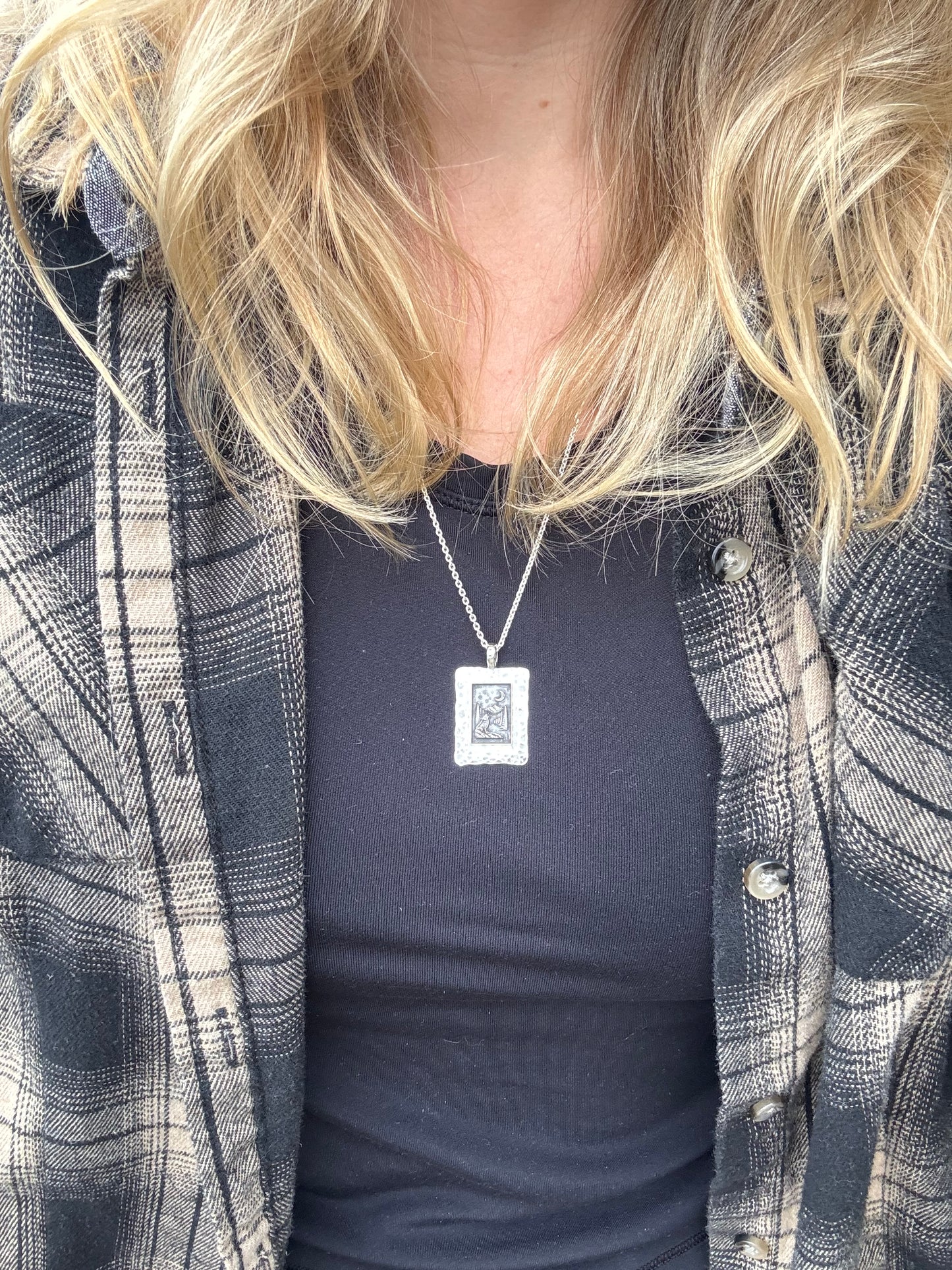 Hammered Picture Frame Pendant