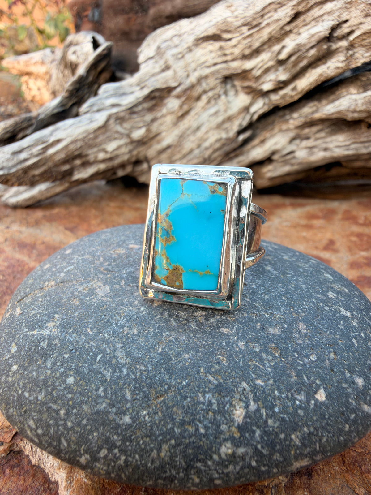 Kingman turquoise Rectangle ring size 8