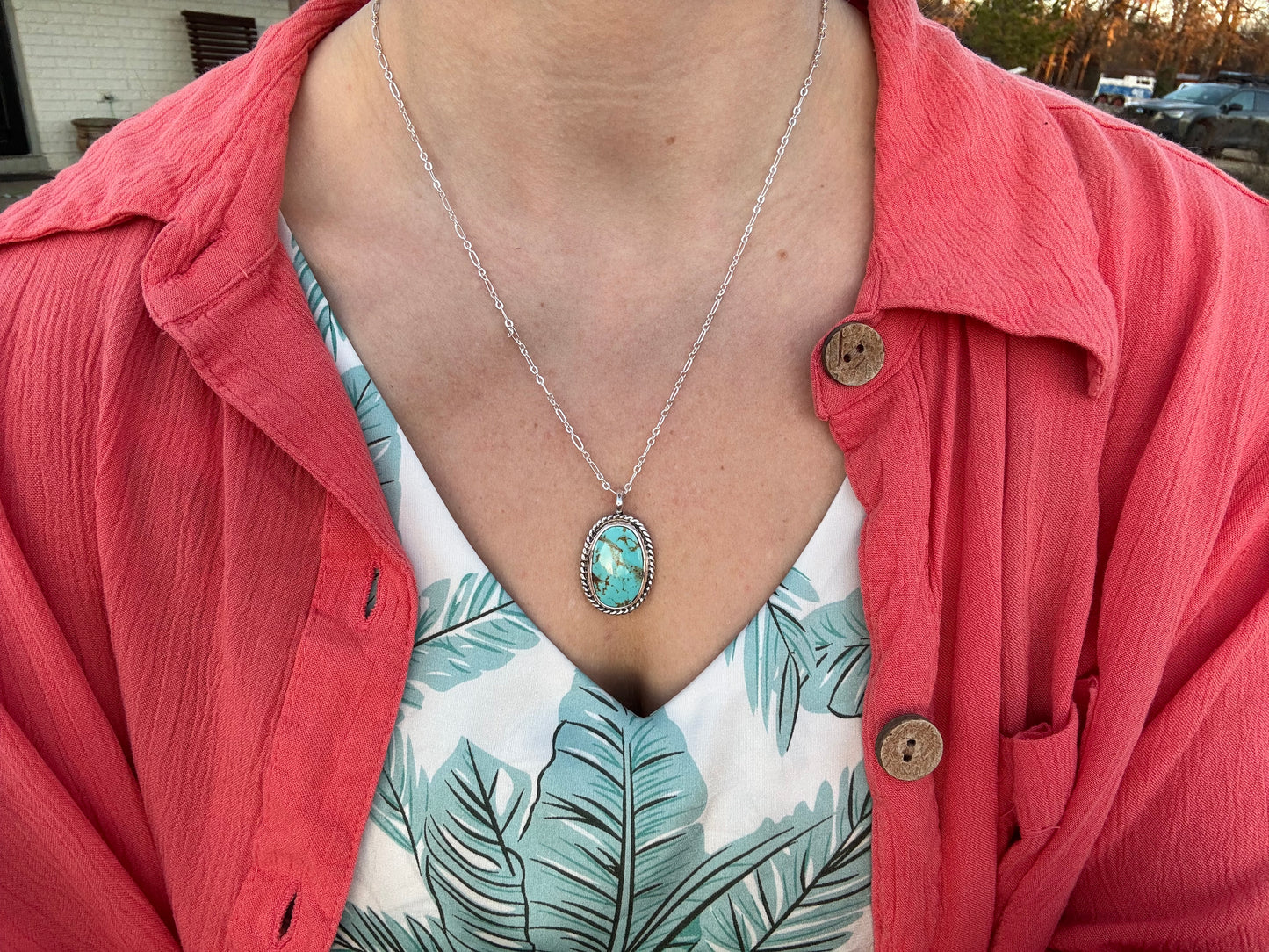 Tyrone turquoise twisted rope pendant