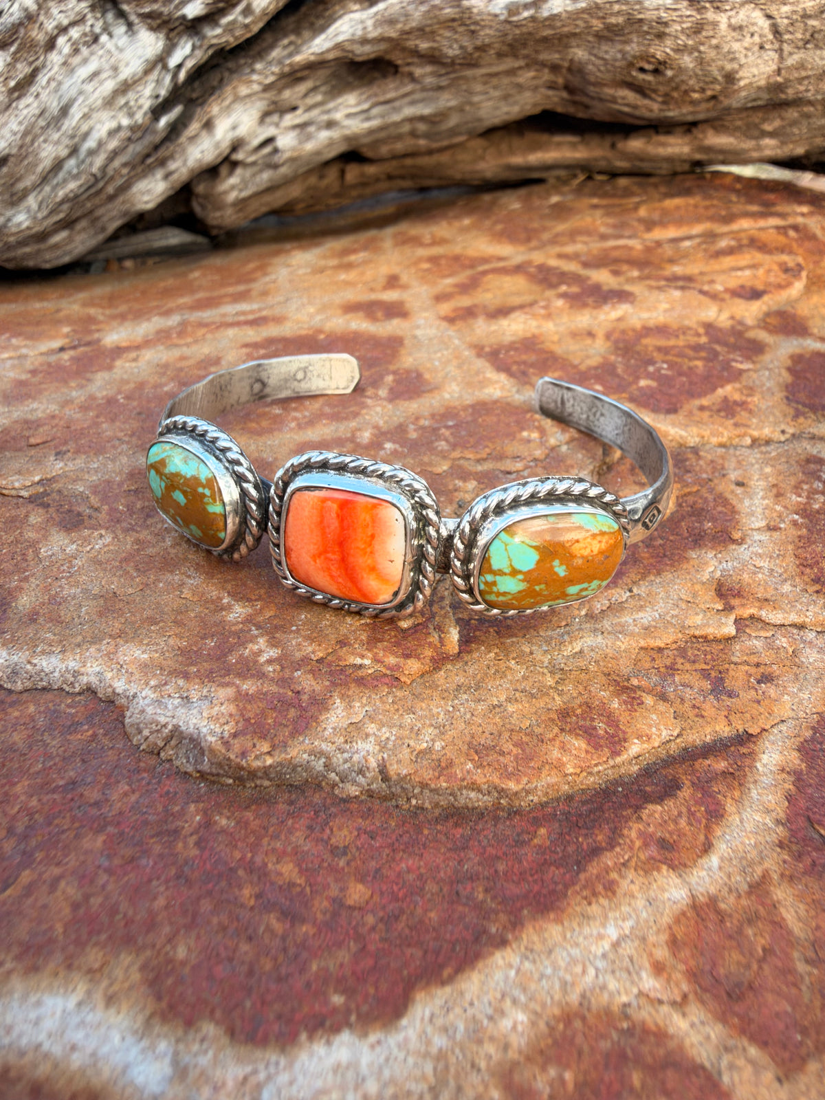 Tyrone turquoise and Spiny Oyster Cuff Bracelet