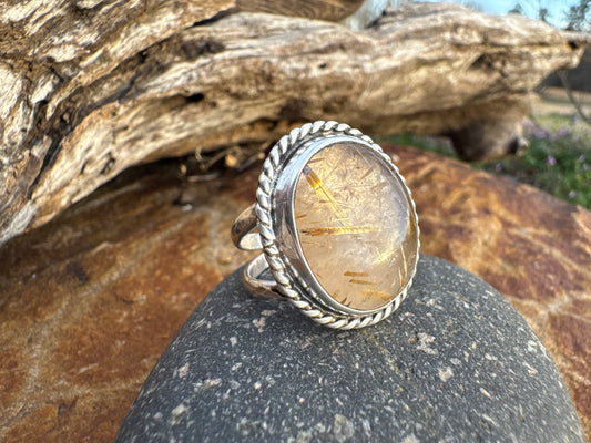Rutilated Quartz Ring size 9
