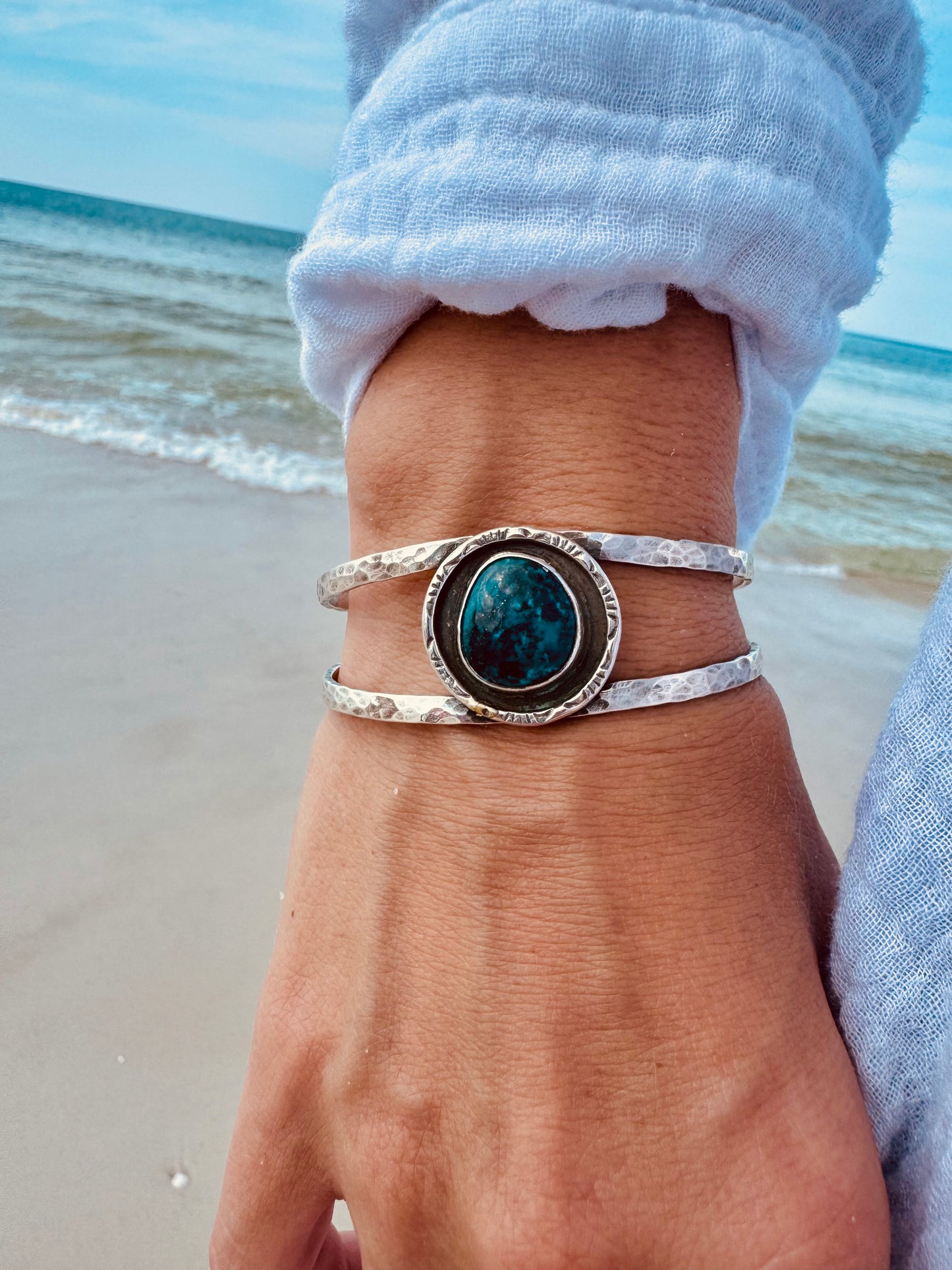Dark Blue Turquoise shadow box Cuff