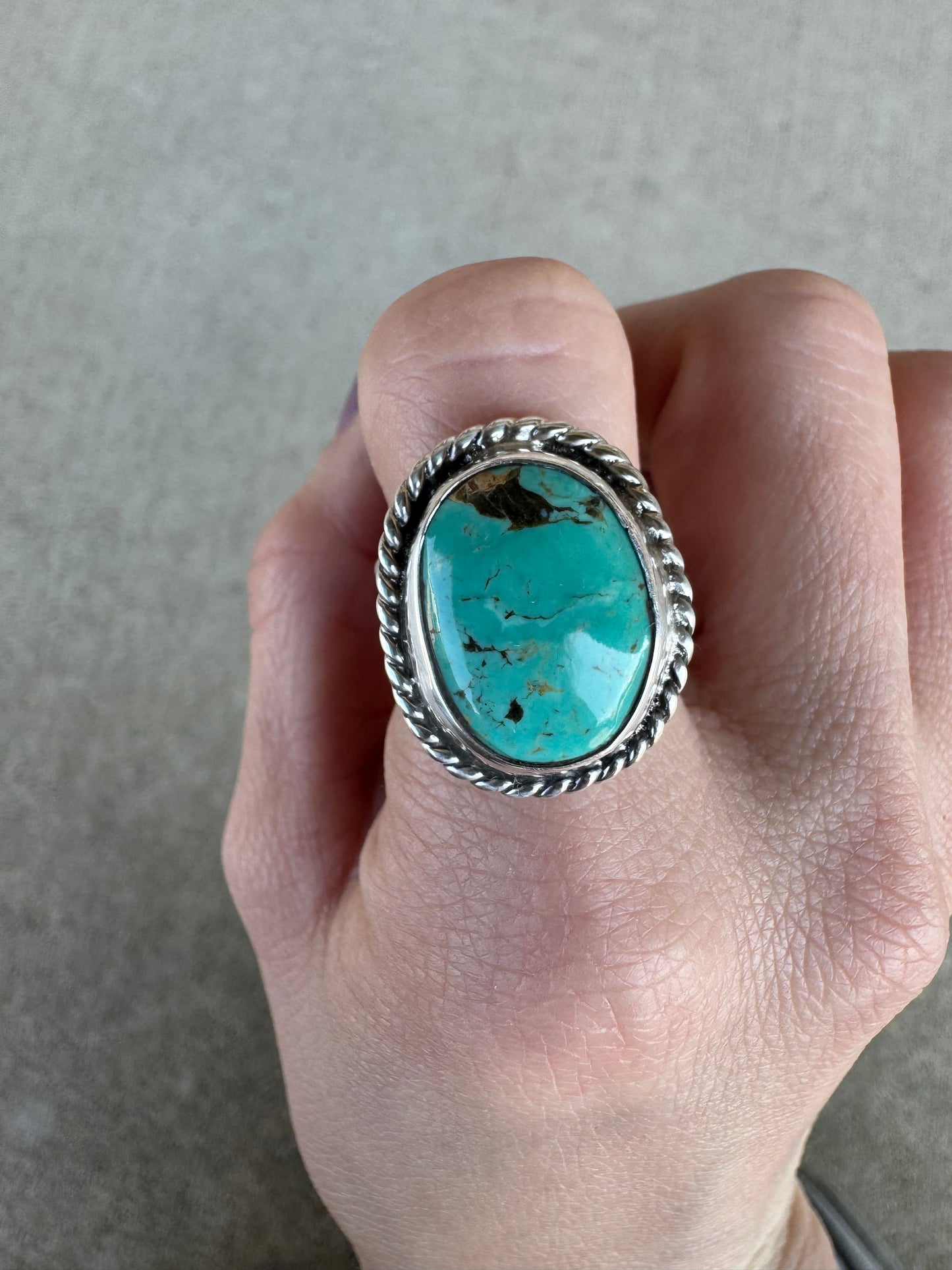 Green Tyrone turquoise ring size 8