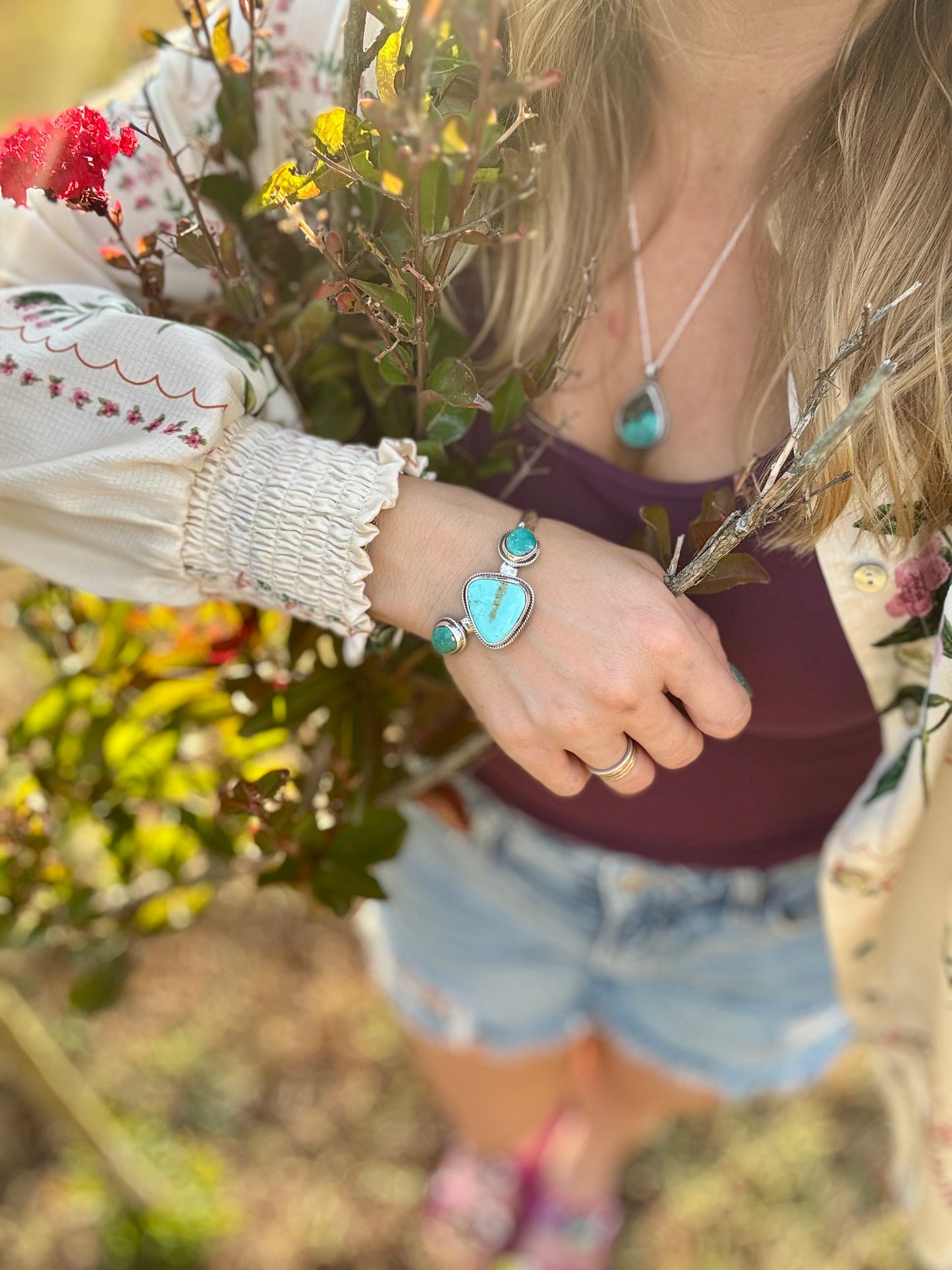 Turquoise Trio Sterling silver Cuff