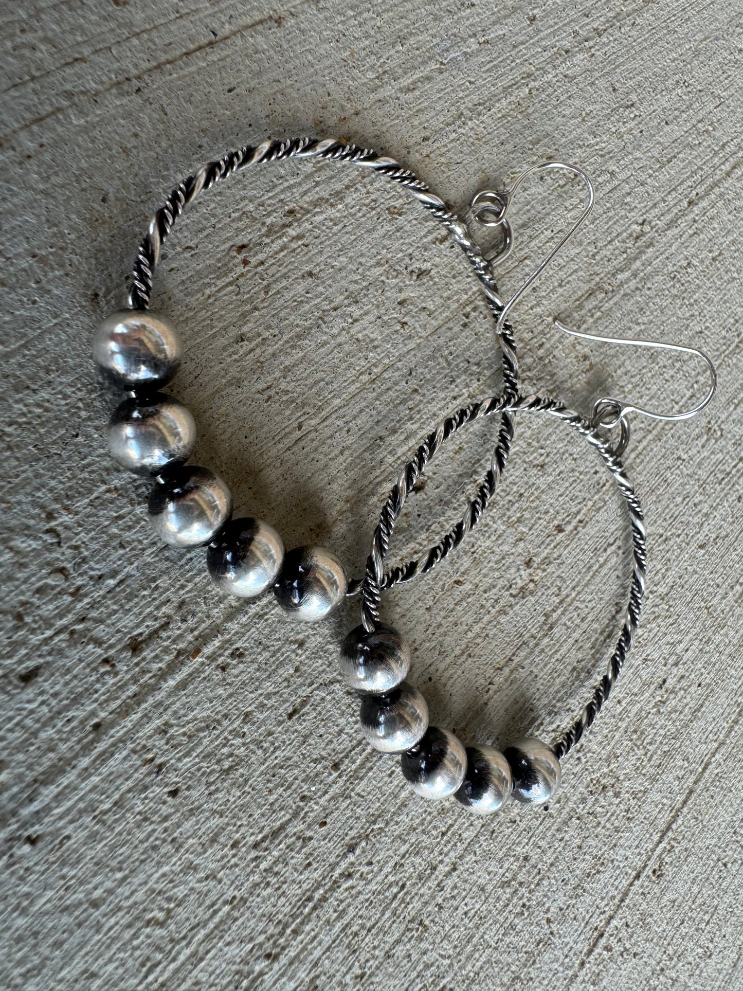 Sterling silver Navajo Pearl Hoop earrings