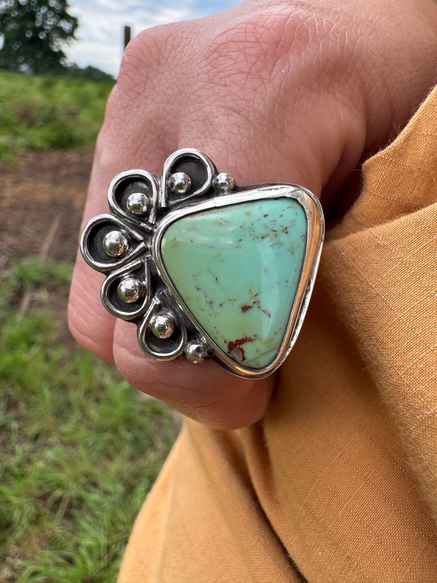Desert Bloom Tyrone Turquoise ring size 8