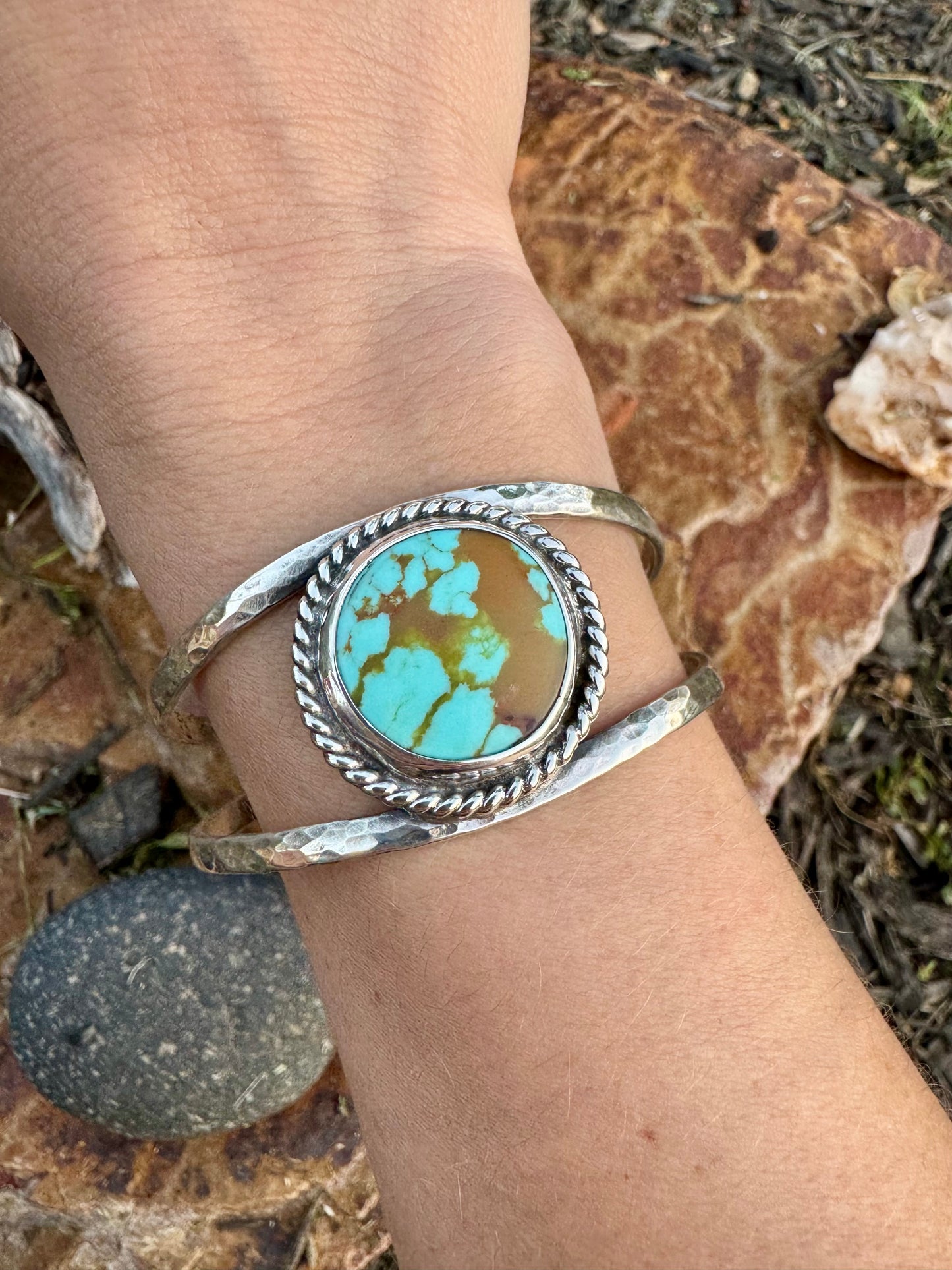 Round Tyrone Turquoise Cuff Bracelet