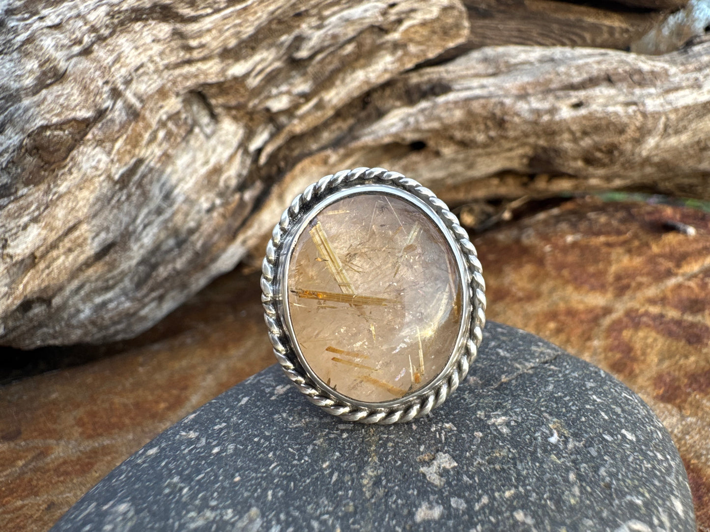 Rutilated Quartz Ring size 9