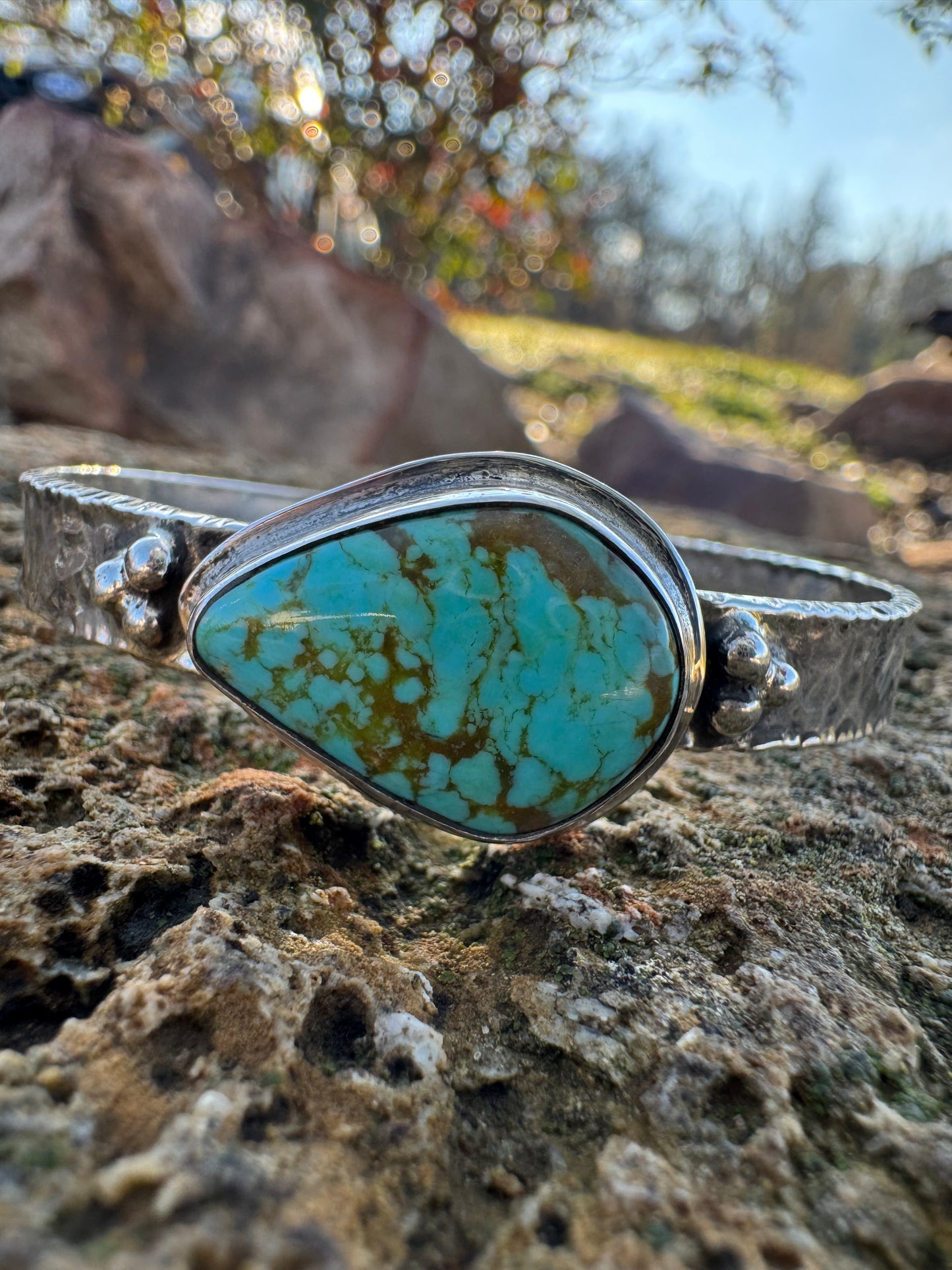 Tyrone turquoise hammered cuff